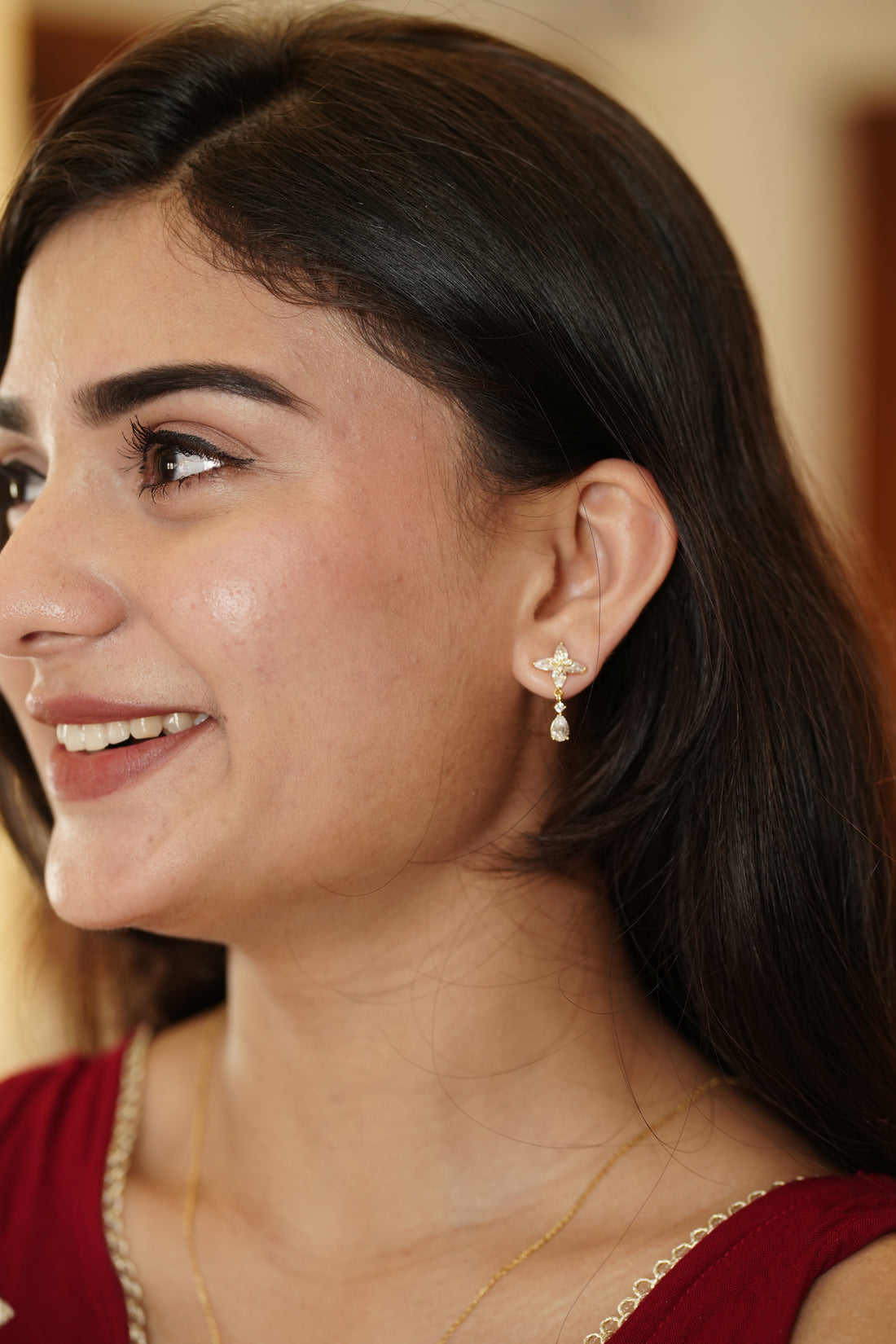 92.5 Sliver Ishna Liora Crystal Drop Studs