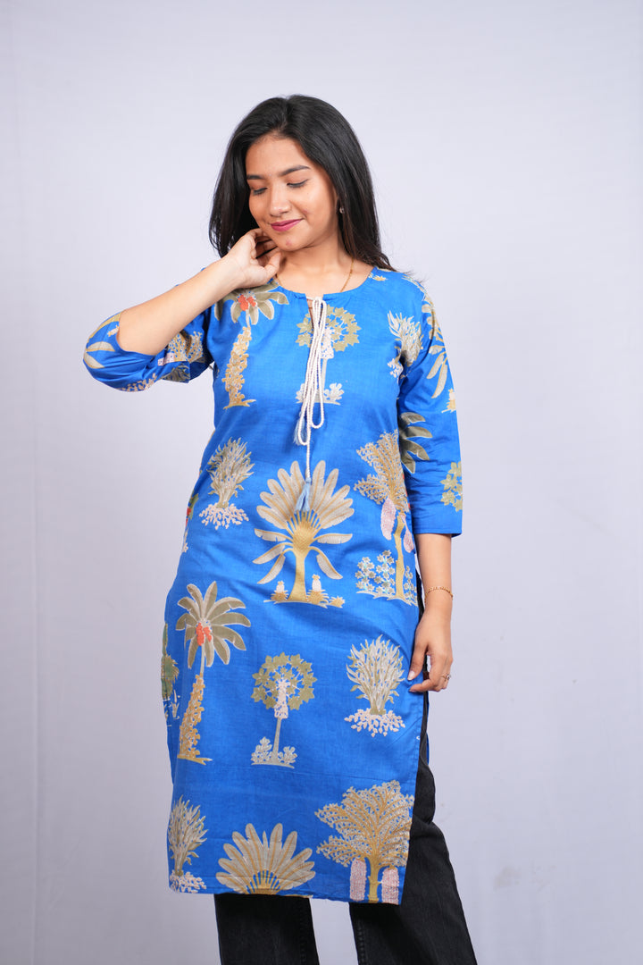 Neelvan Blue Motif Kurti