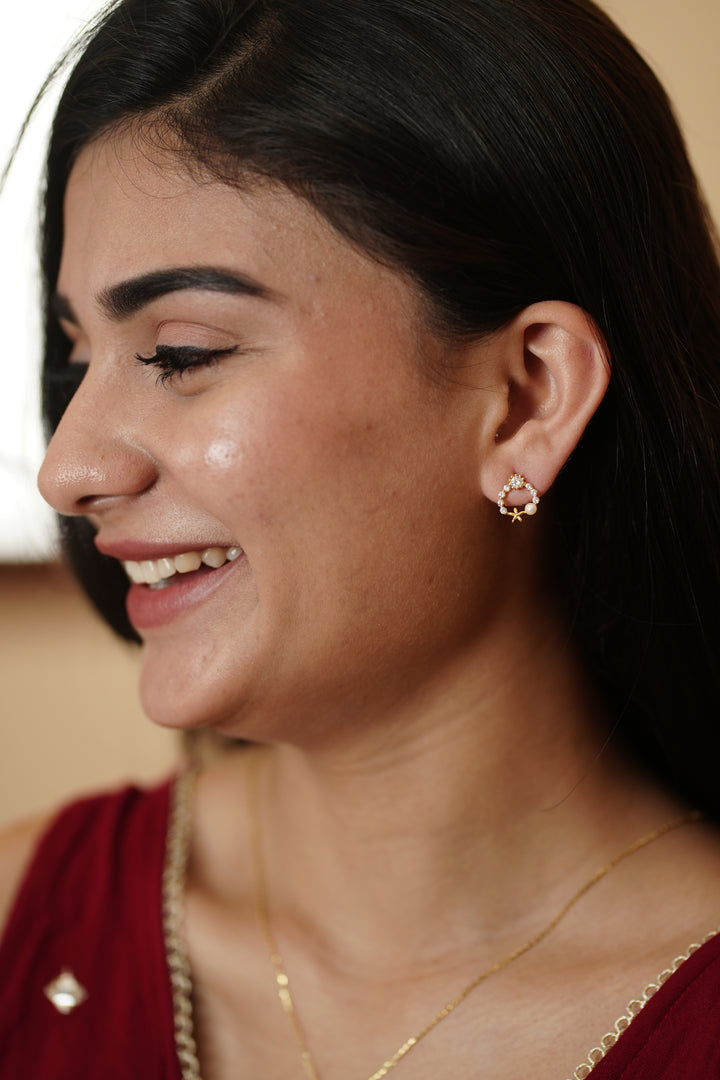 92.5 Sliver Ishna Alina Crystal Halo Studs