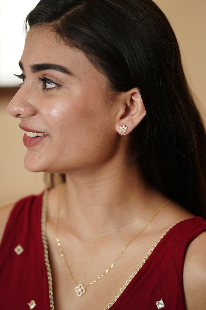 92.5 Sliver Ishna Floral Crystal Studs