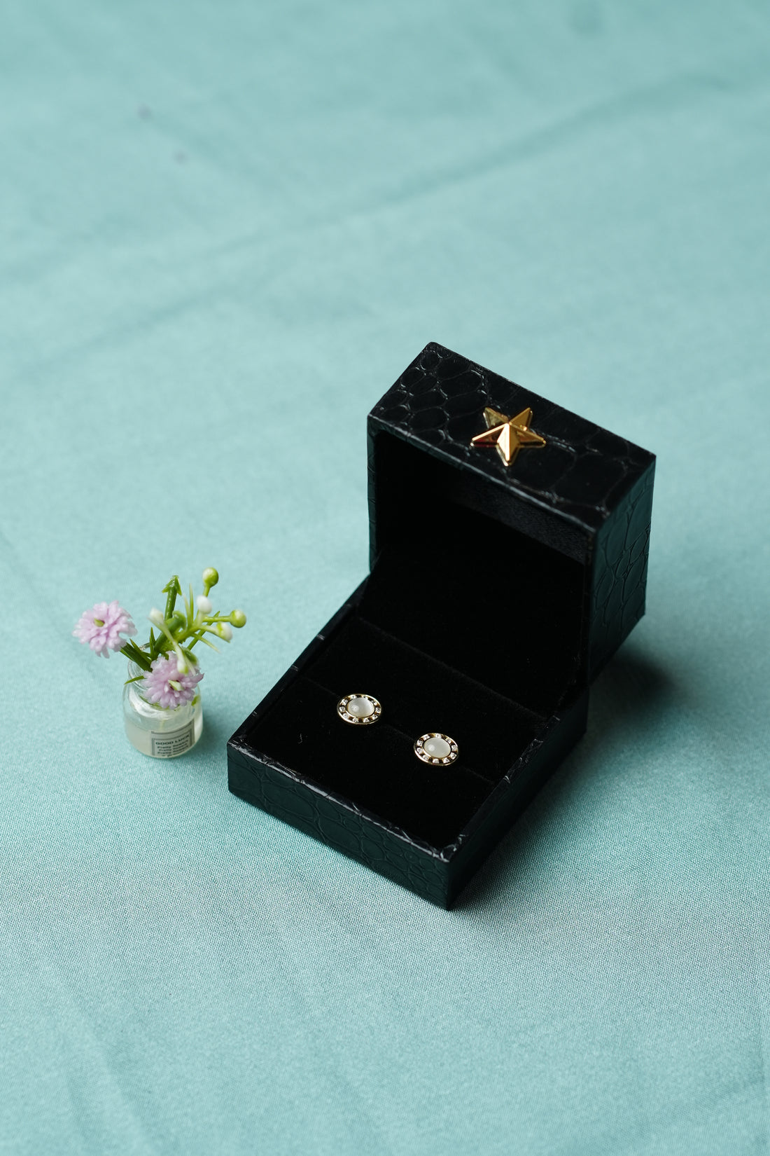 92.5 Silver Ivory Halo Stud Earrings