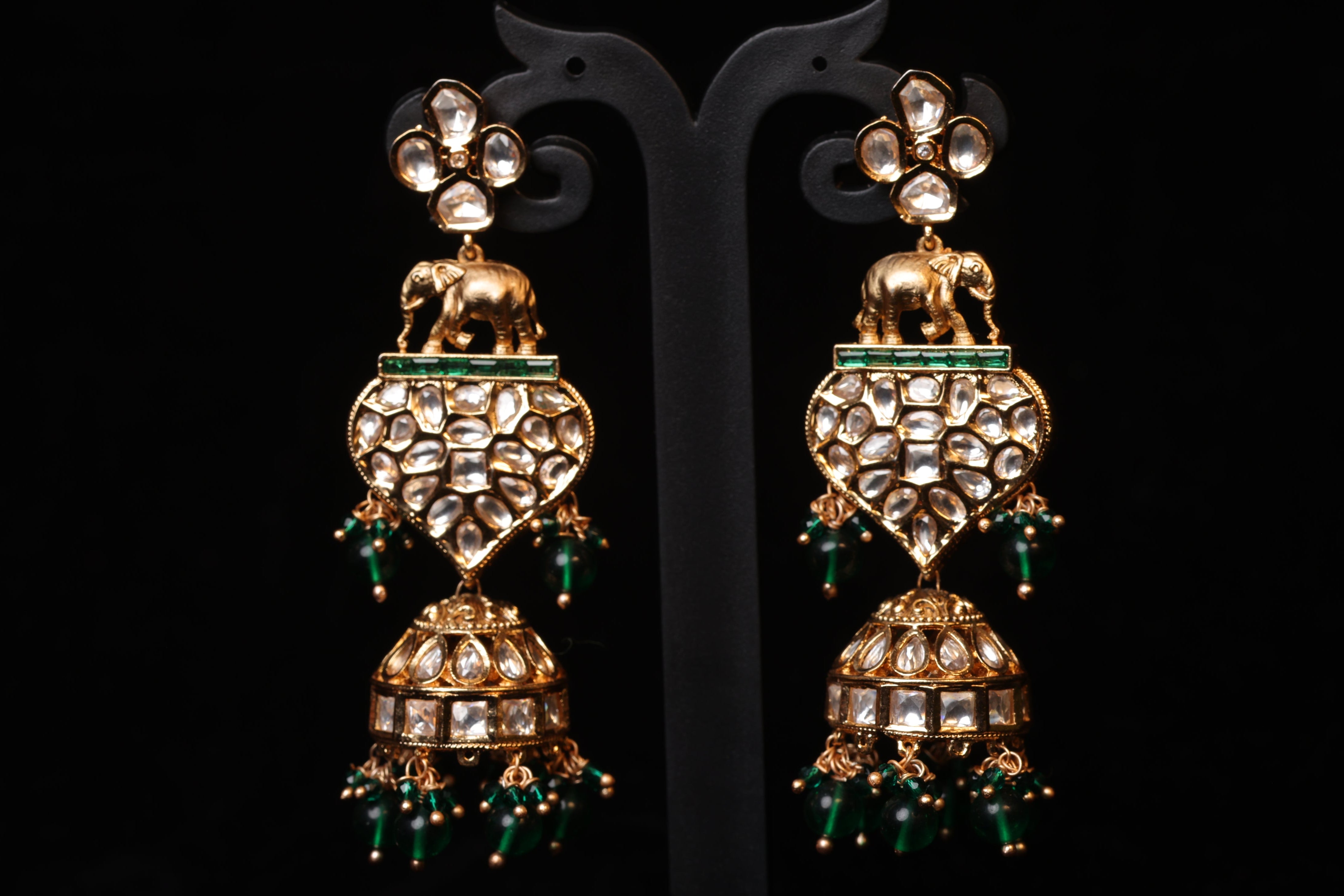 Antique Gaja Kundan Bridal Jhumkas
