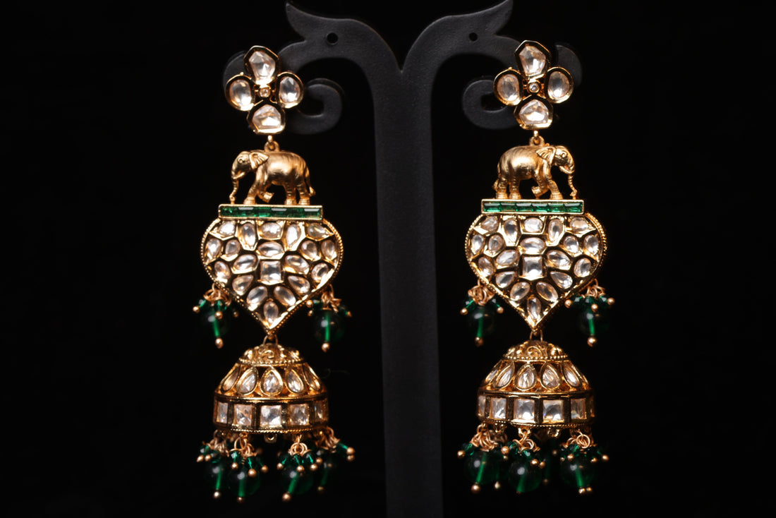 Antique Gaja Kundan Bridal Jhumkas