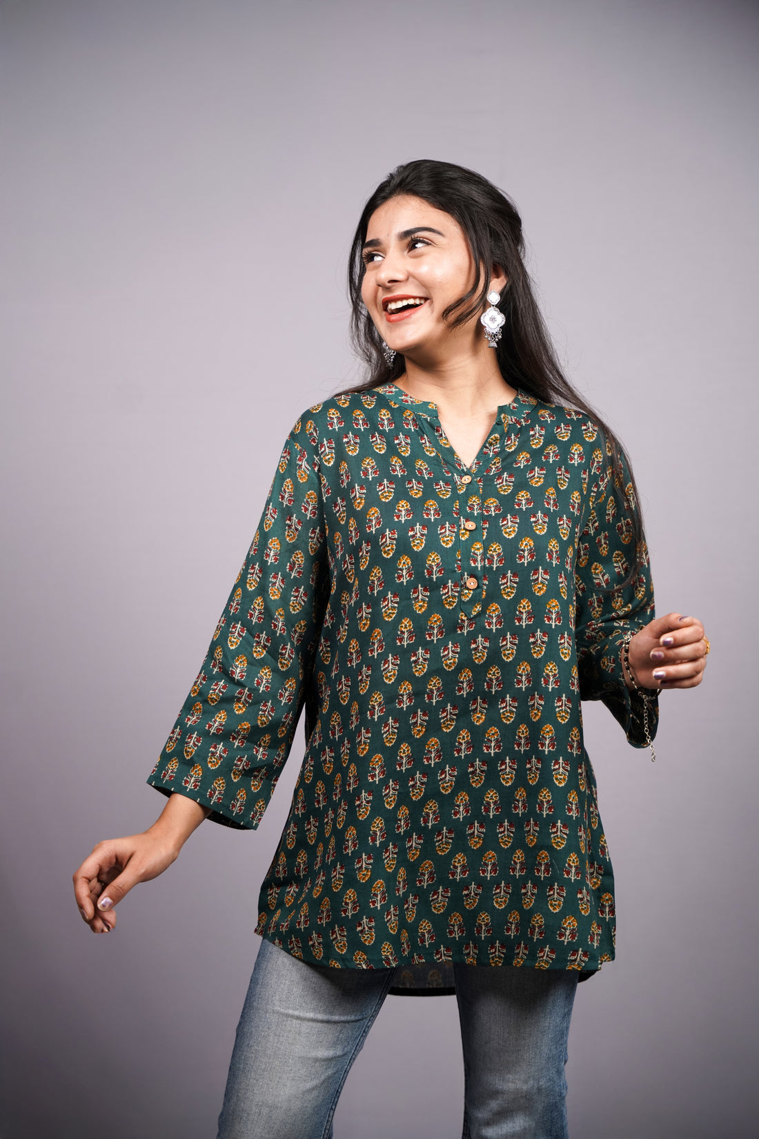 Neelkanth Teal Short Kurti