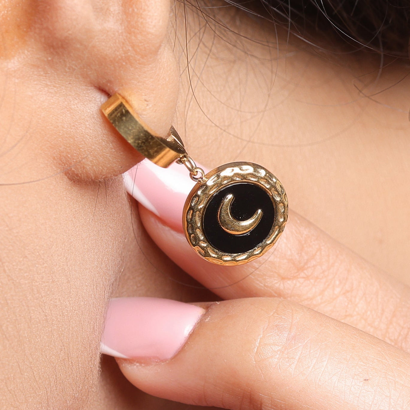 Crescent Moon Drop Earrings