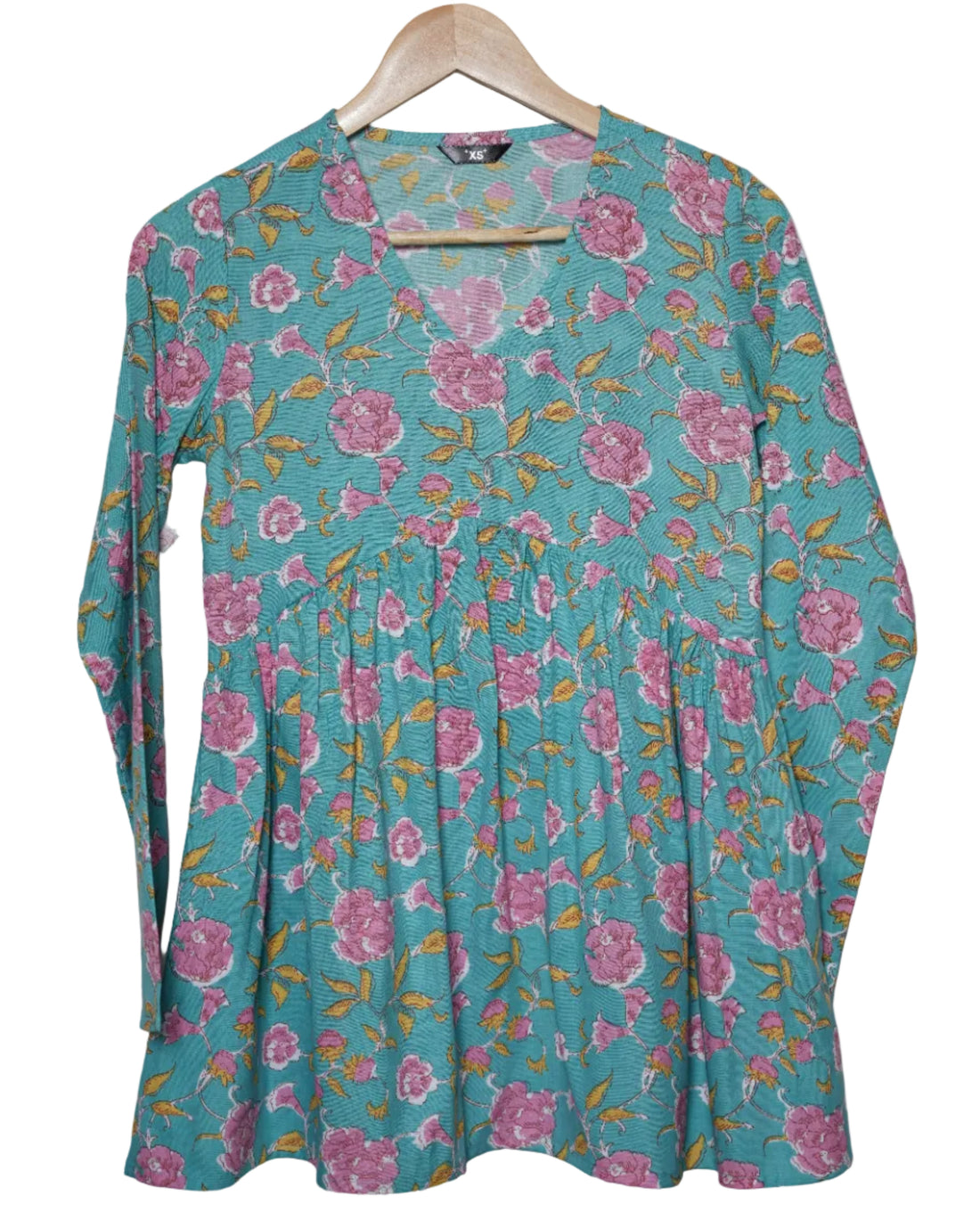 AQUA BLOSSOM Floral Flared short kurti