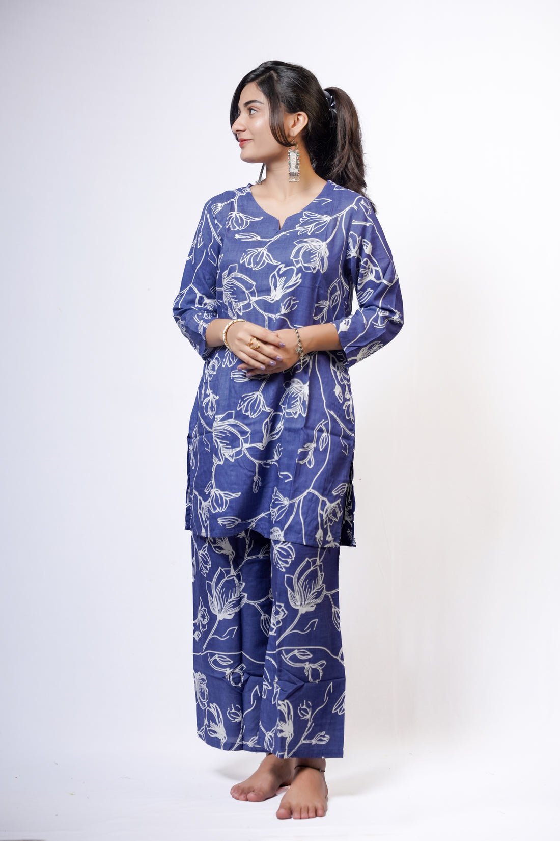 ISHNA Blue Petal Co-ord set