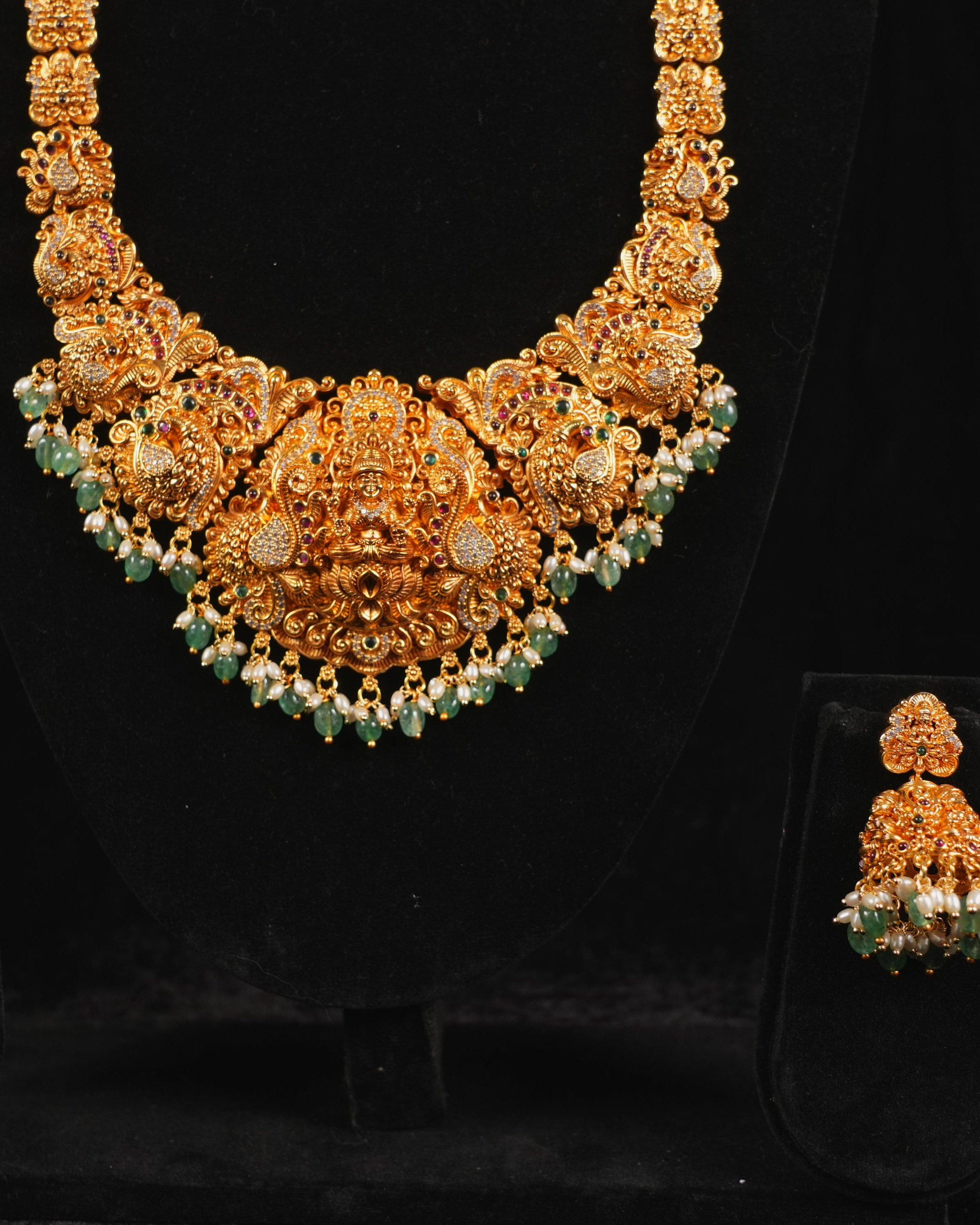 Divine Goddess Lakshmi Emerald Haram