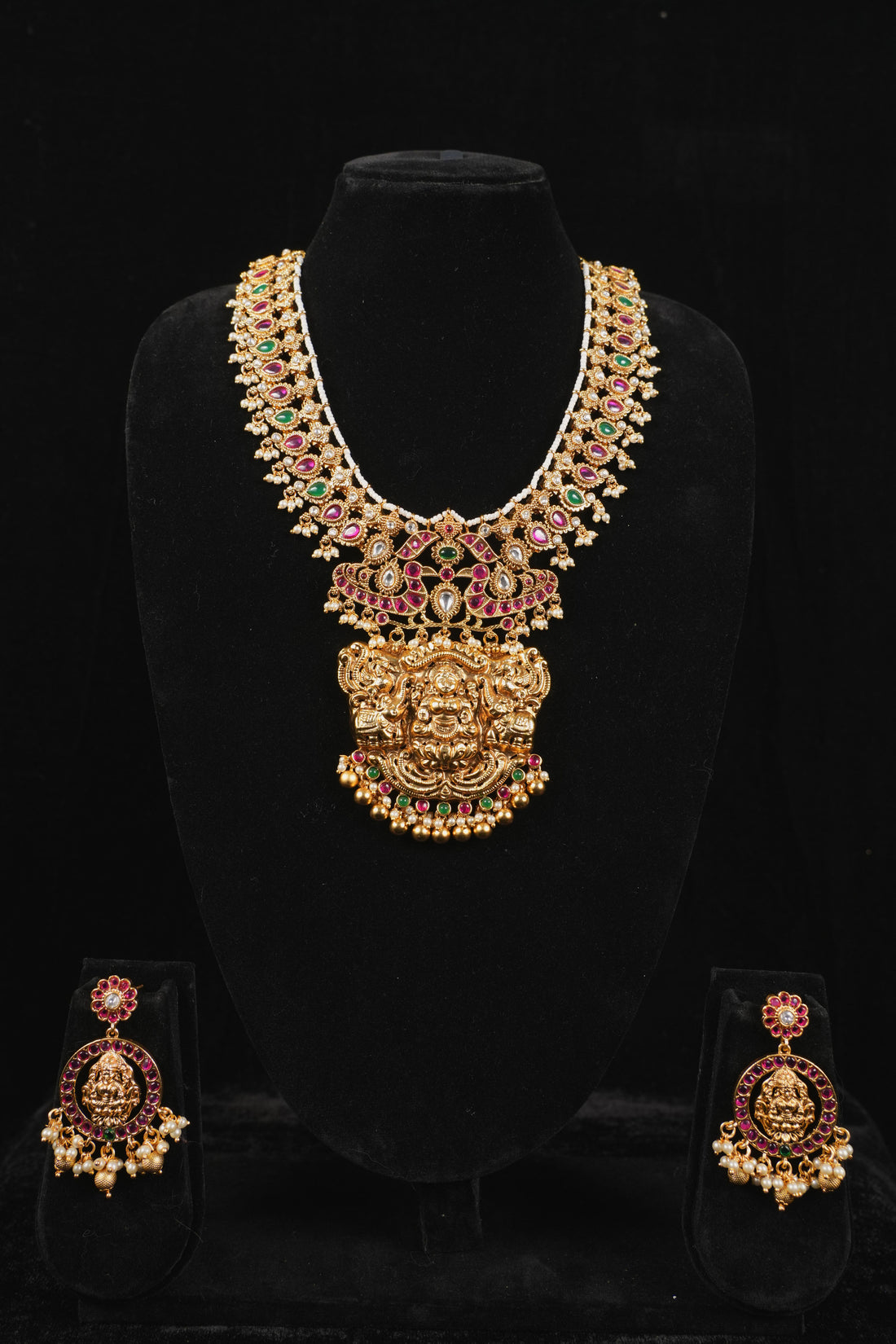 Goddess Lakshmi Ruby-Emerald Choke