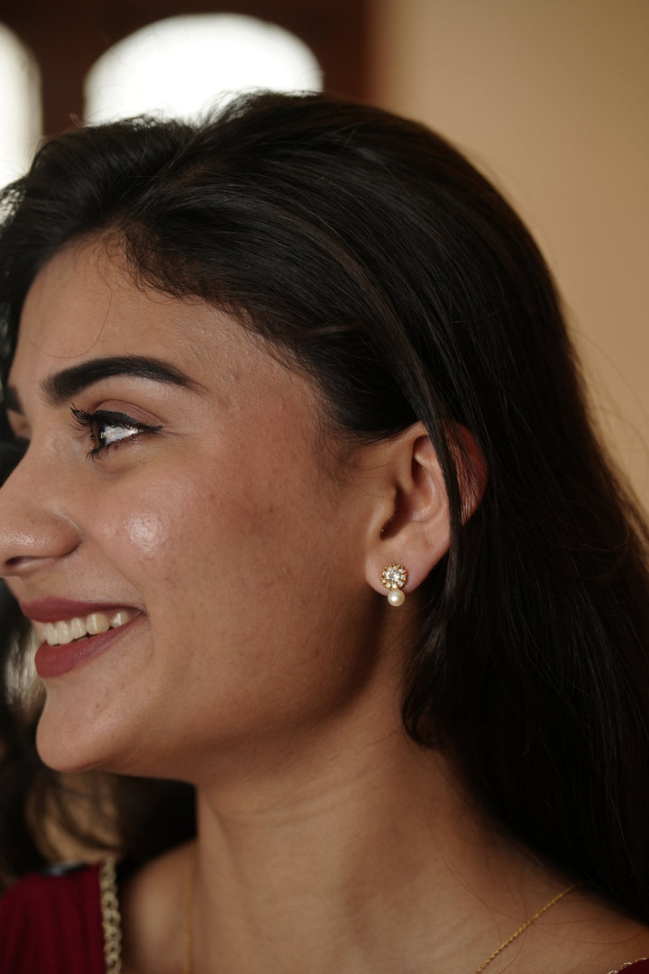 92.5 Sliver Ishna Crystal Pearl Drop Studs