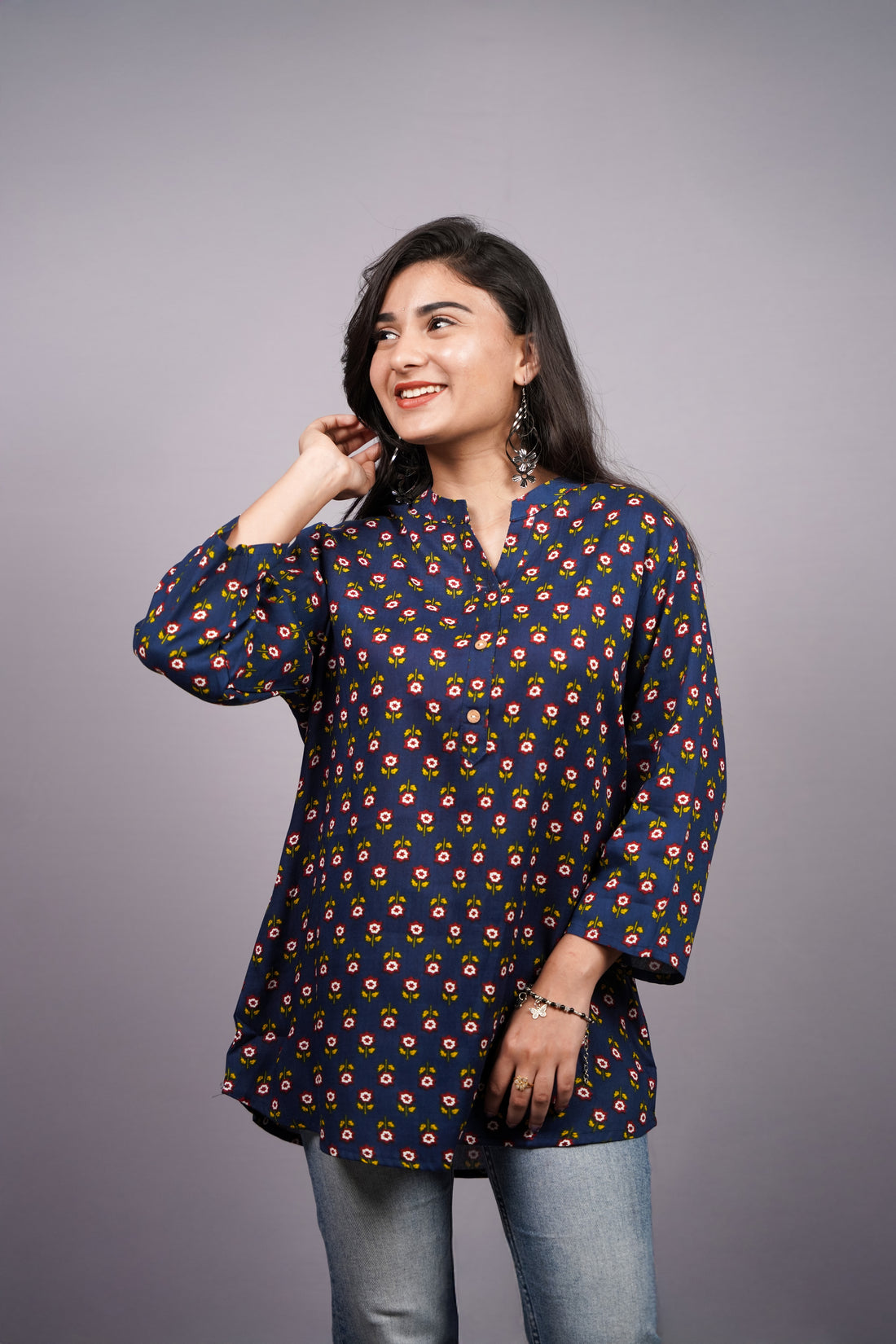 Nayra Navy Jaipuri Short Kurti
