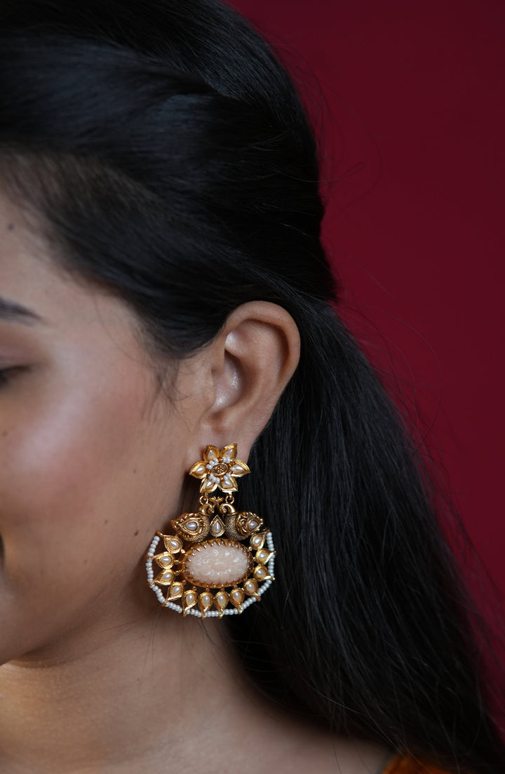 ISHNA Ivory Radiance Statement Earrings