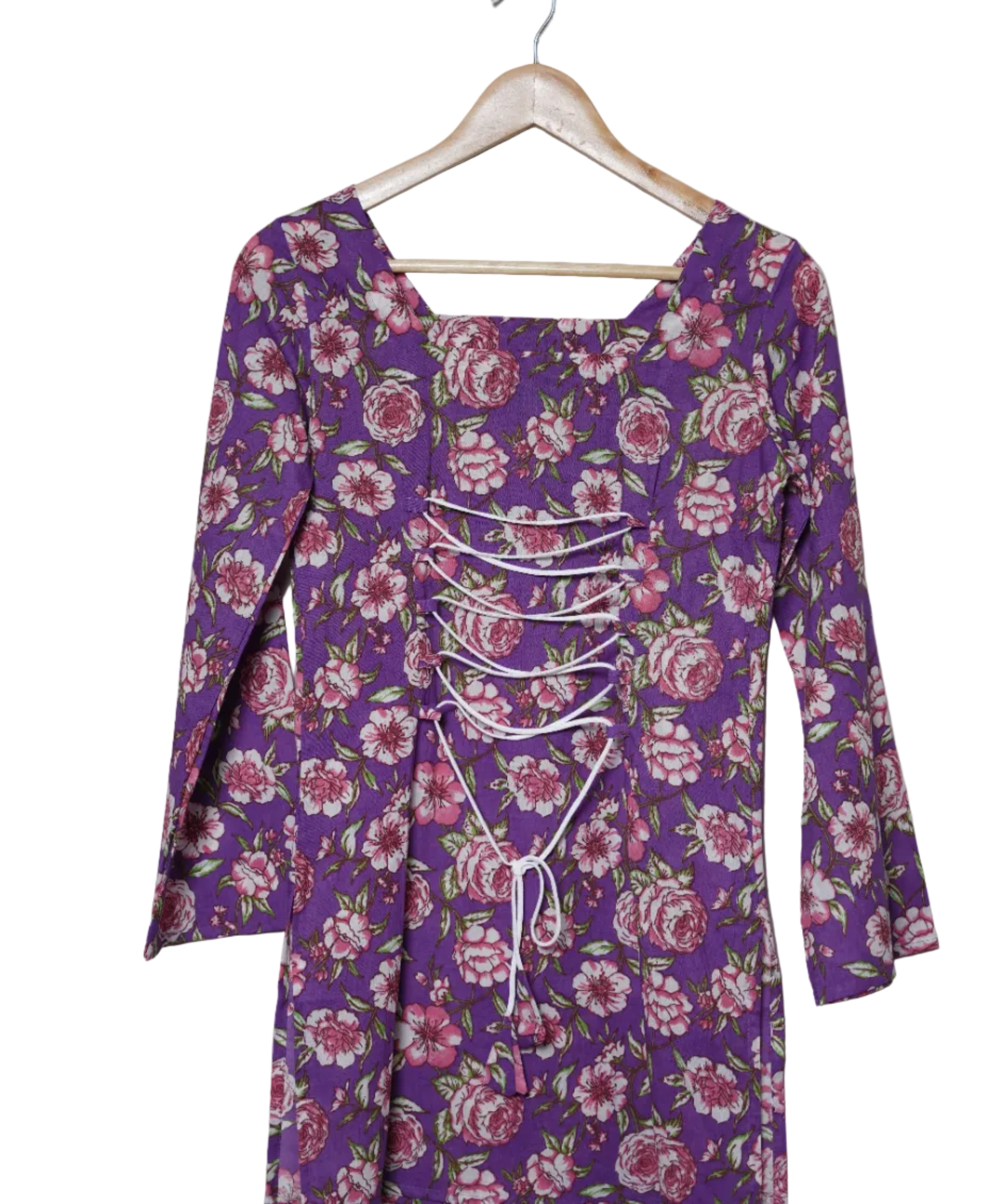 Gulnaar Purple Floral Short Kurti