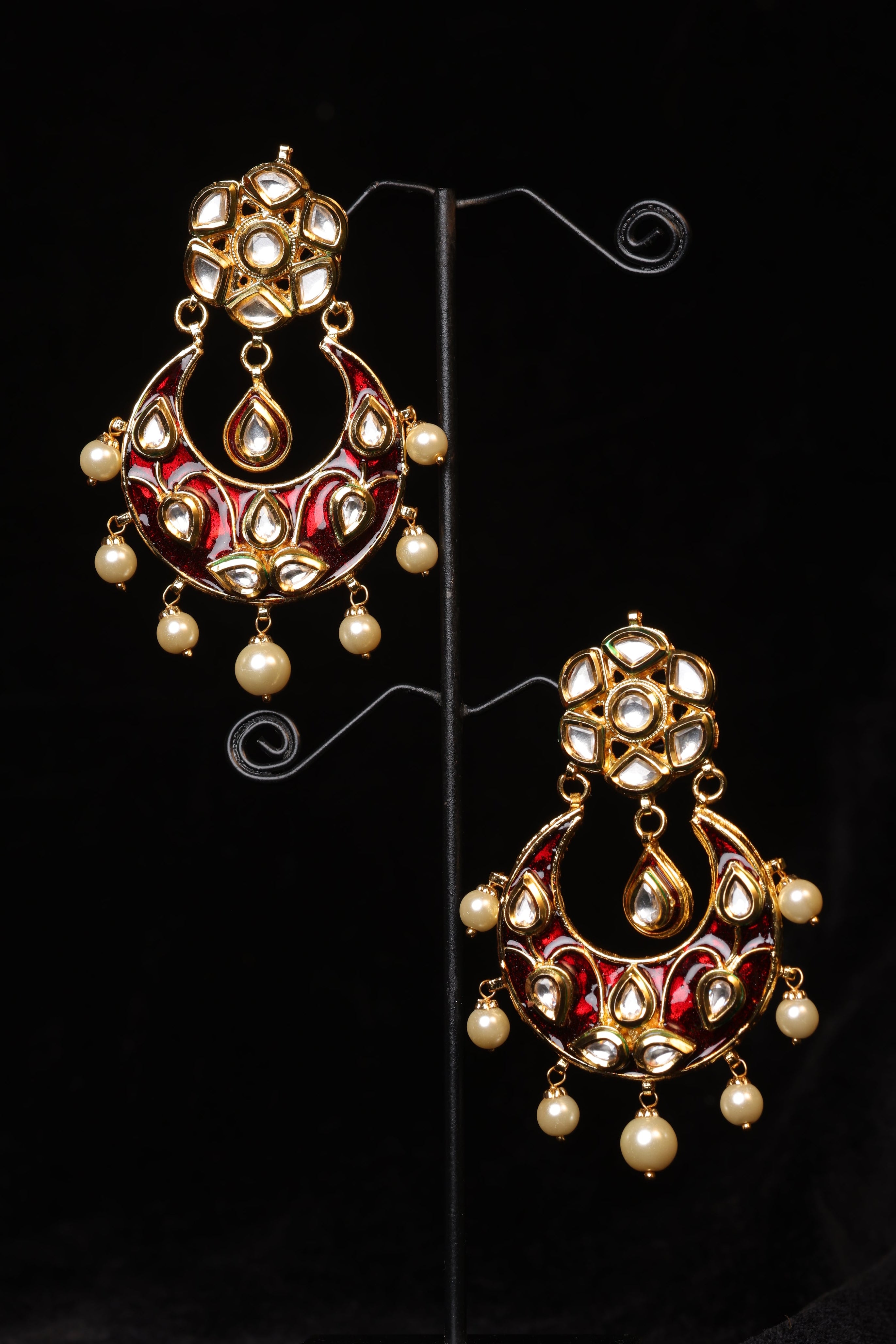 Dynasty Polki Enamel Crescent Jewels
