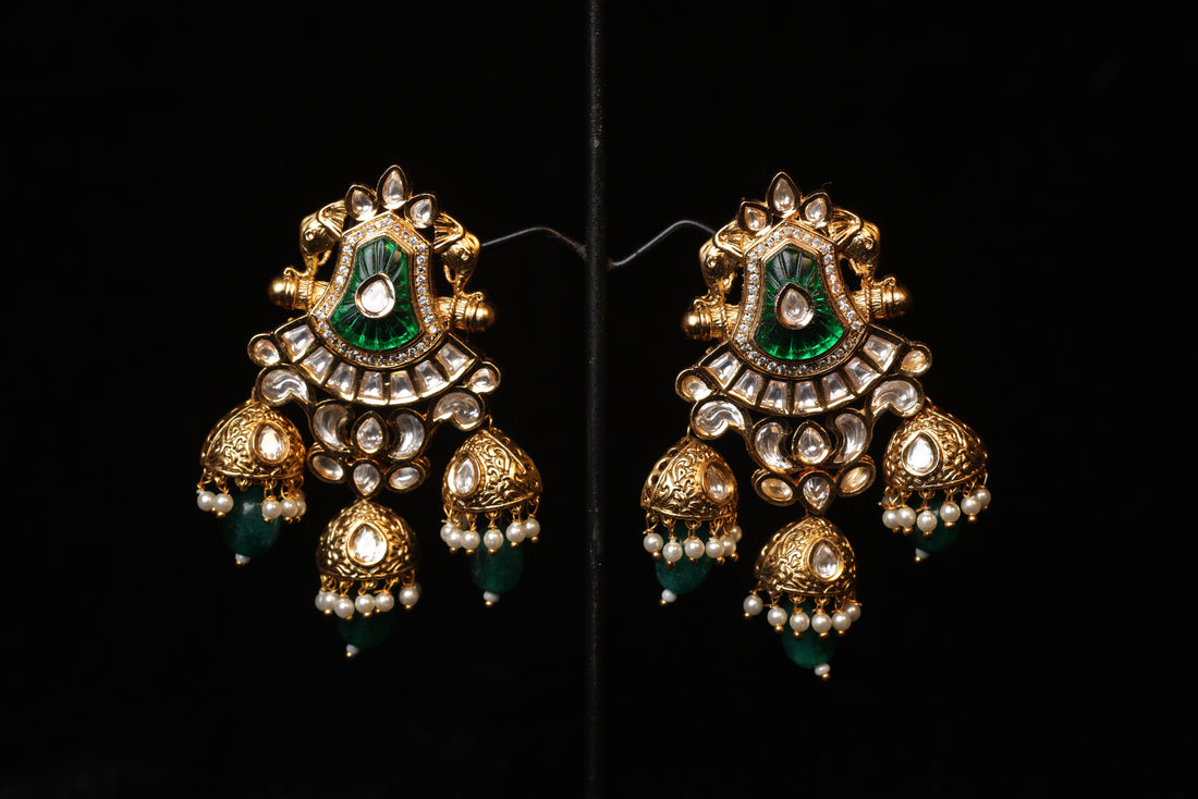 Imperial Green Crest Jhumka Earrings