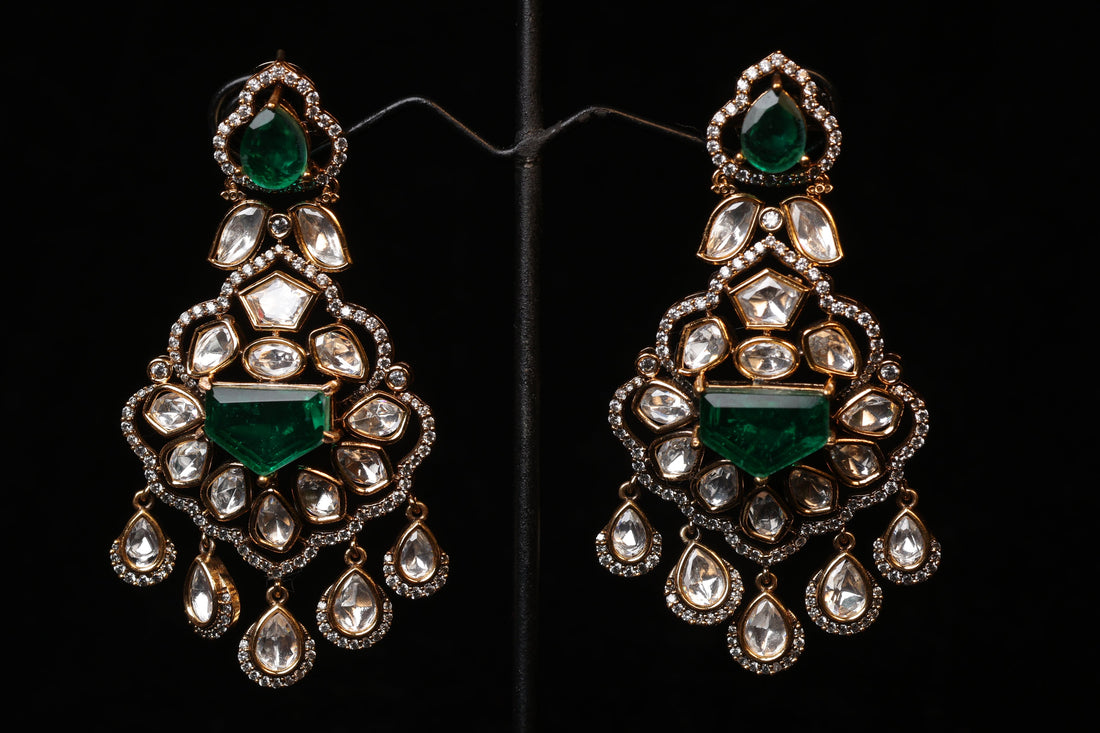 Emerald Royal Kundan Chandbali Earrings