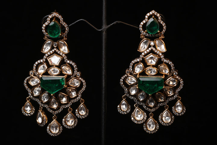 Emerald Royal Kundan Chandbali Earrings