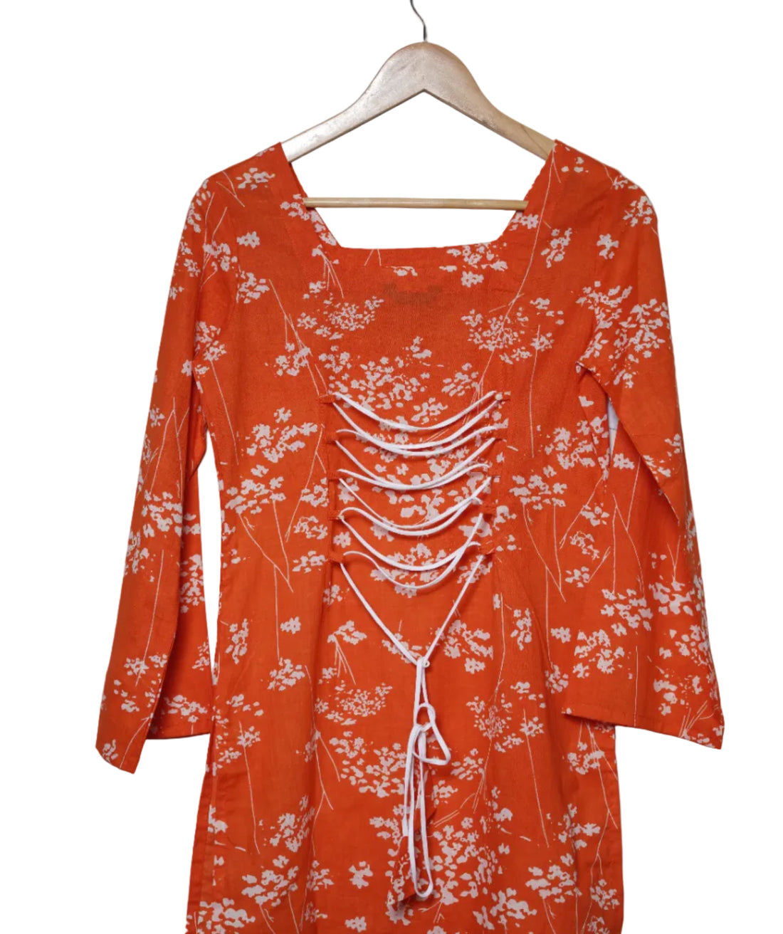 Kesariya Bloom Tie-Up Short Kurti