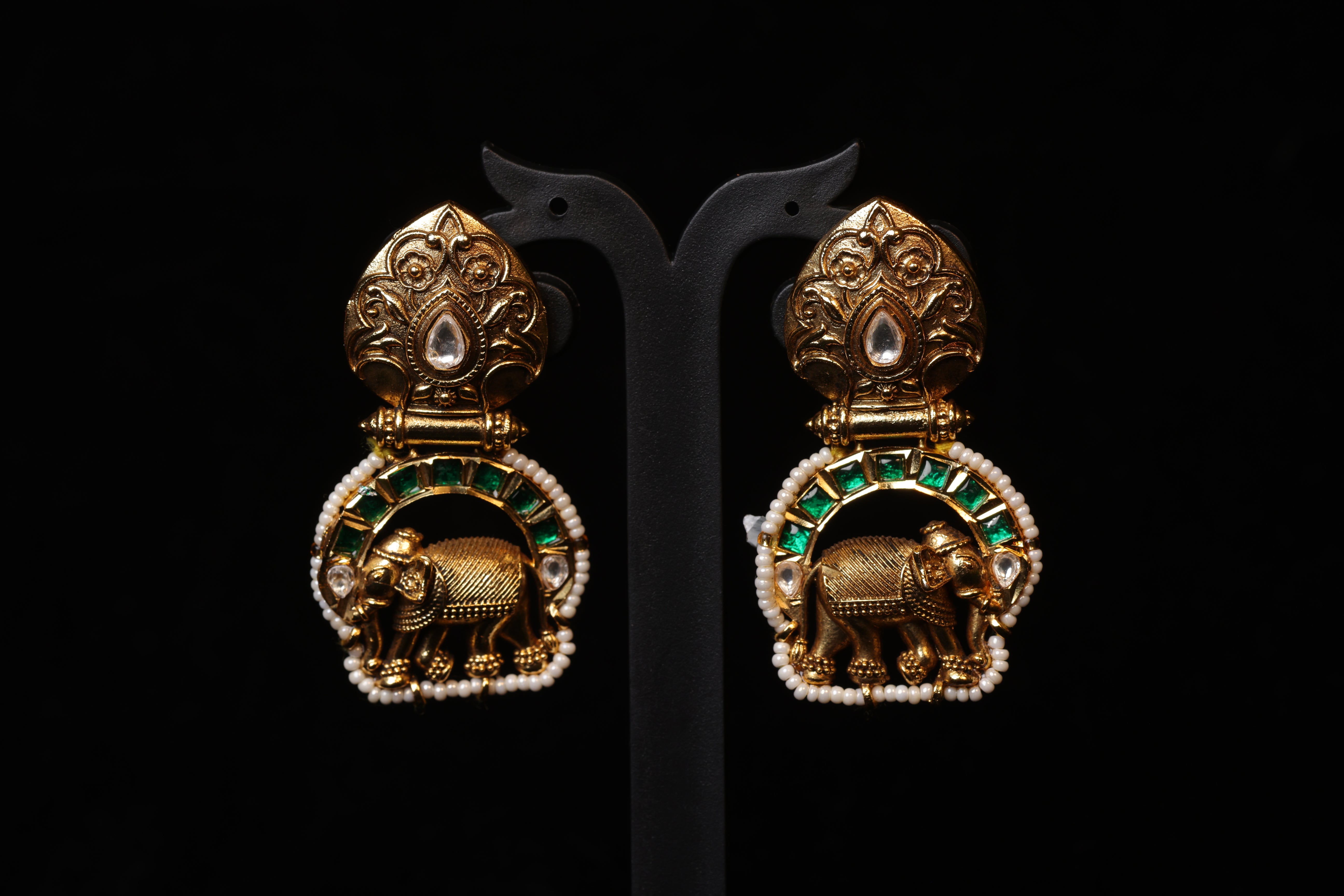 Meenakari Elephant Drops