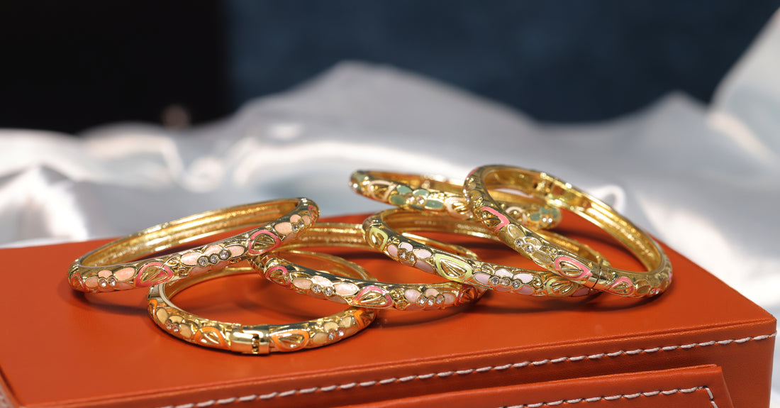 Radiant Bloom Pastel Enamel Bracelets