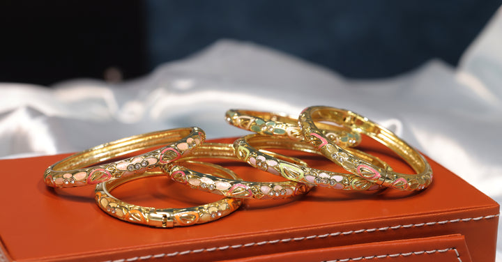 Radiant Bloom Pastel Enamel Bracelets