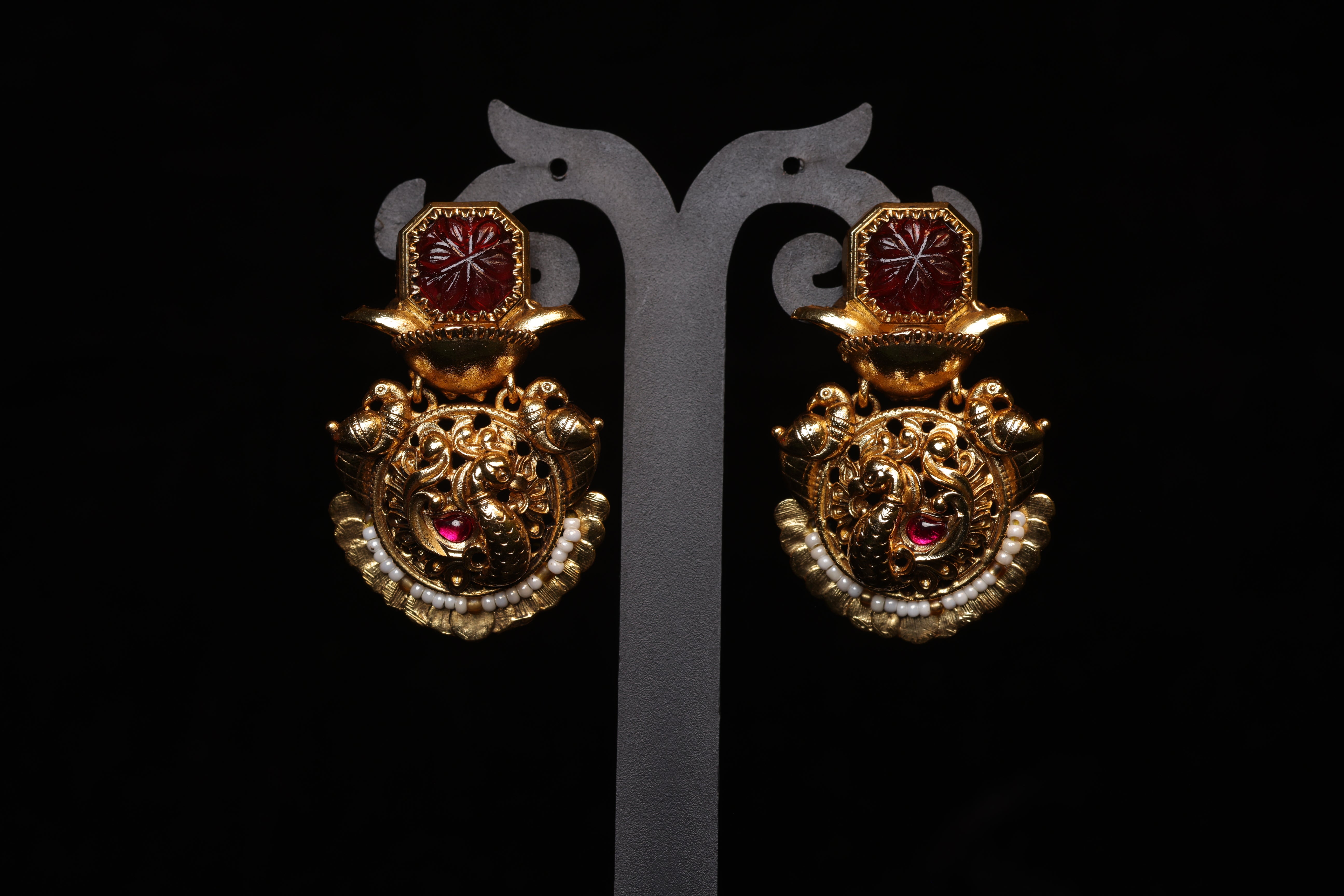 Antique Pearl Fringed South Indian Jhumka