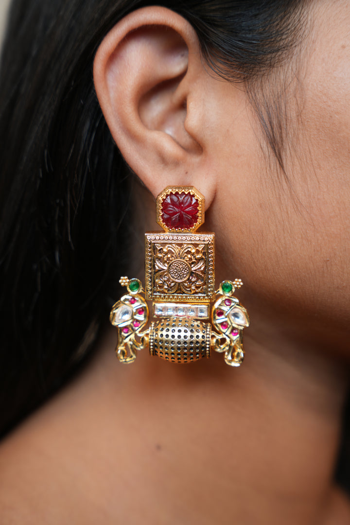 Antique Heritage Temple Pillar Earrings