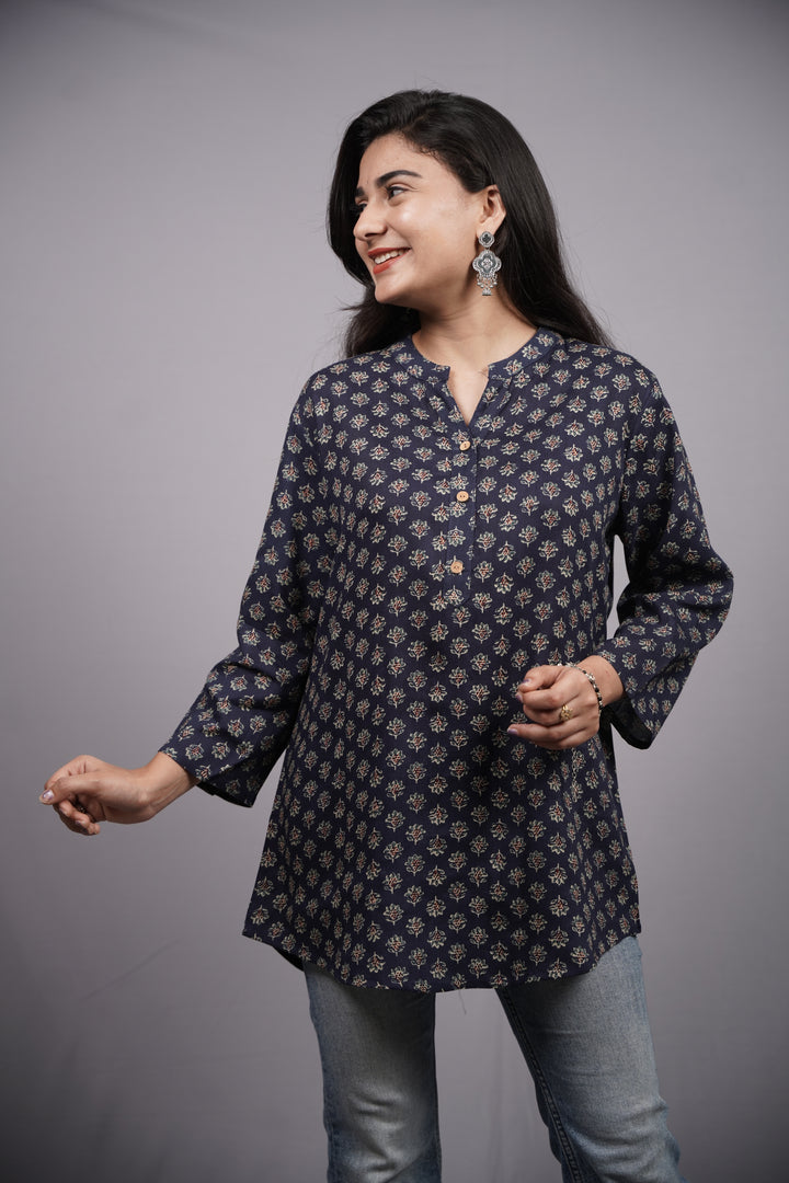 Neelika Handblock Print  Short Kurti