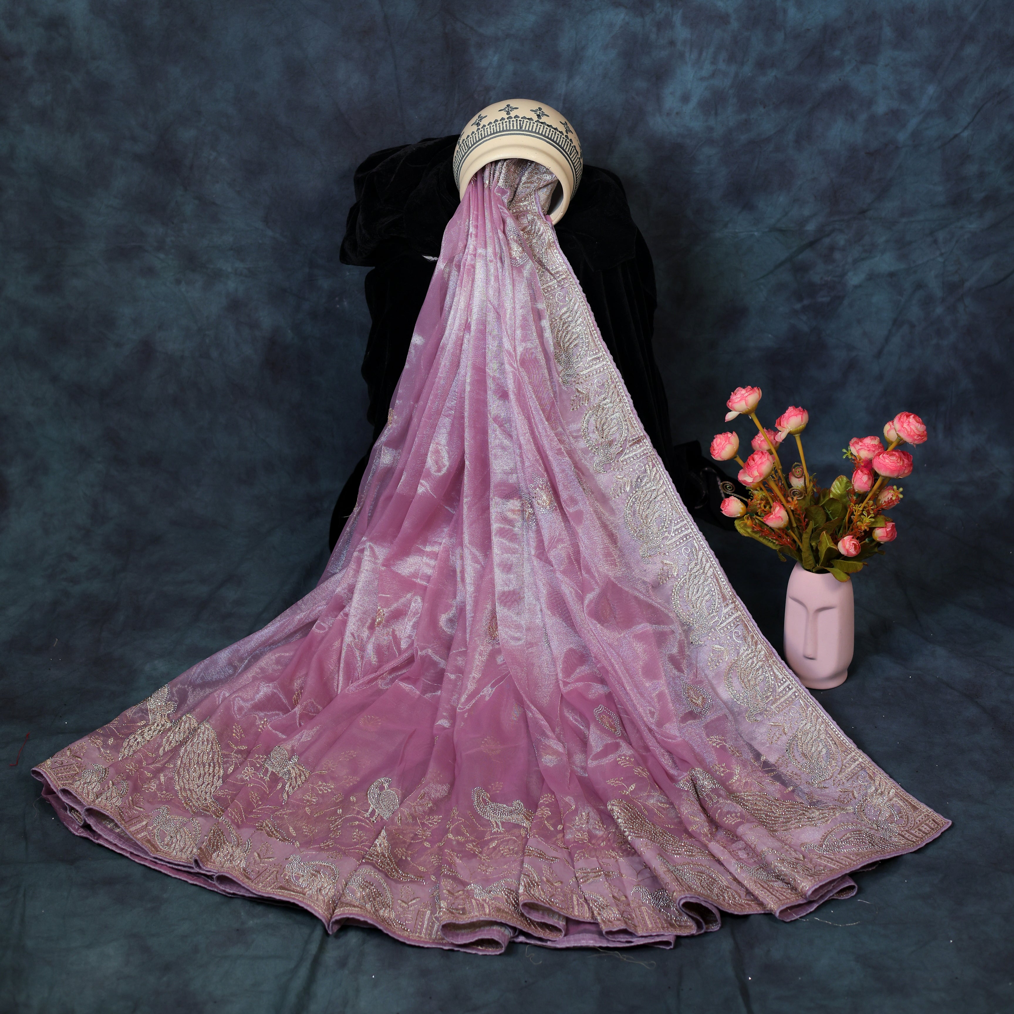 Lilac Light Weight Premium Organza Tissue Saree