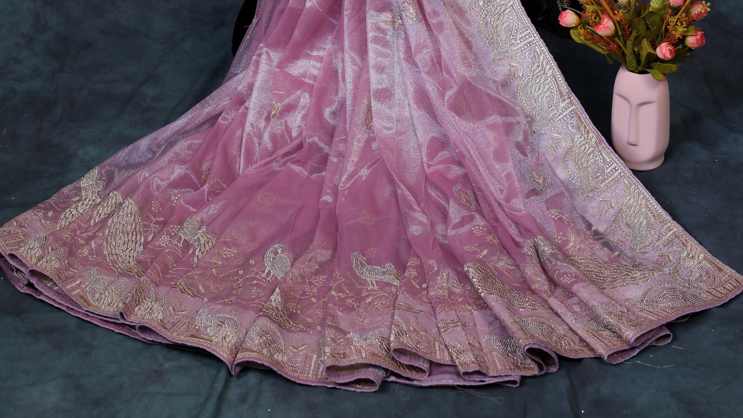 Lilac Light Weight Premium Organza Tissue Saree