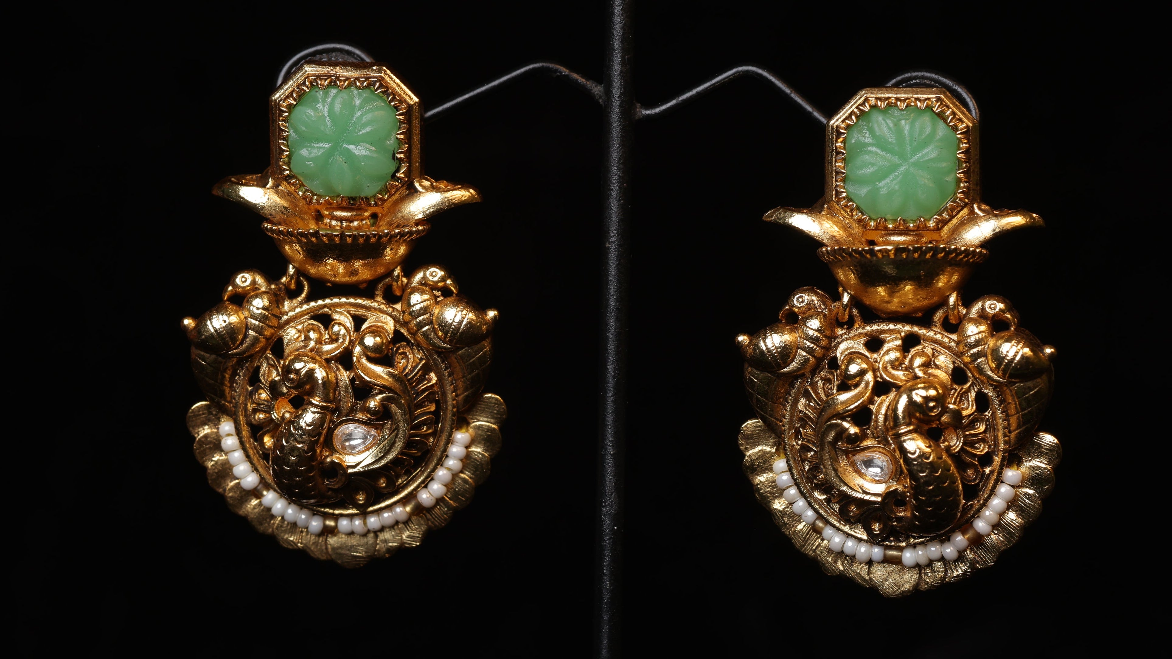 Antique Pearl Fringed South Indian Jhumka