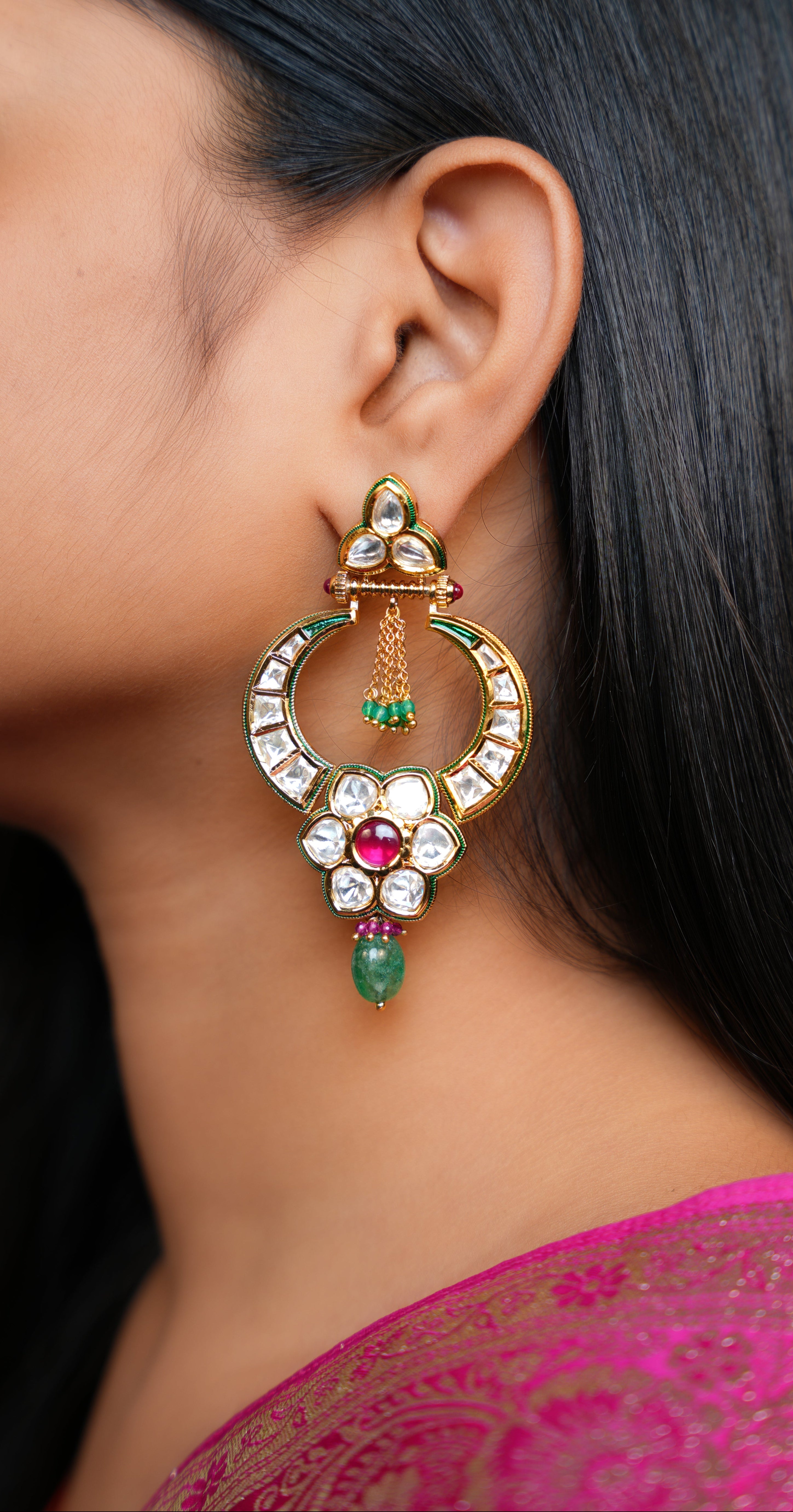 Rajputana Ruby Polki Chandbalis