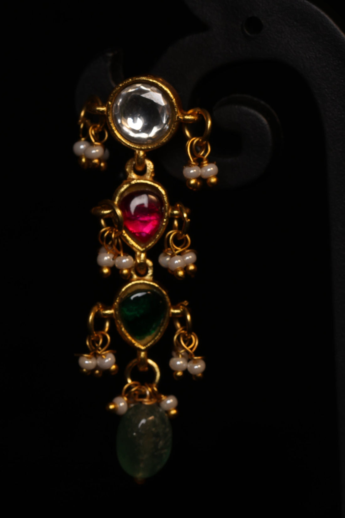 Multi-Color Gemstone Gold Line Drops