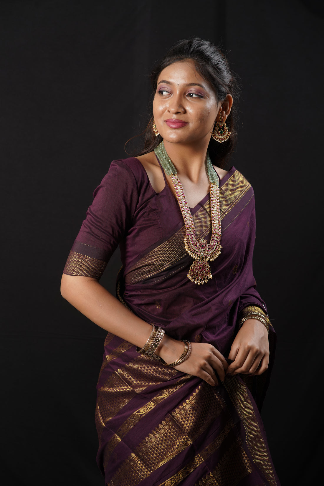 Majestic Peacock Temple Necklace Set