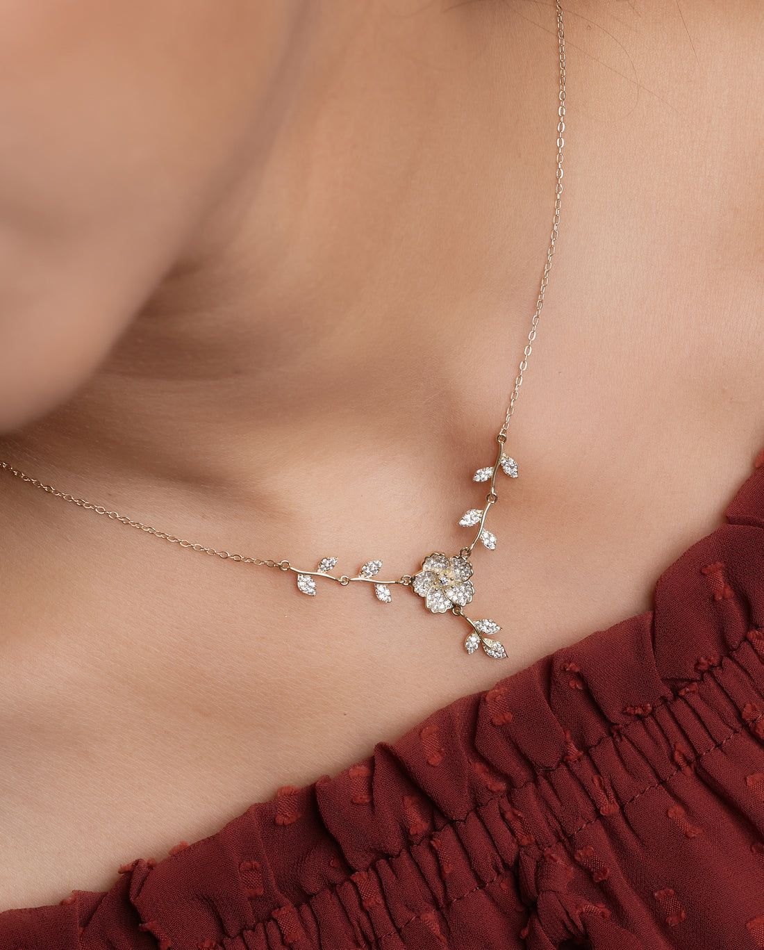 Golden Blossom Vine Necklace