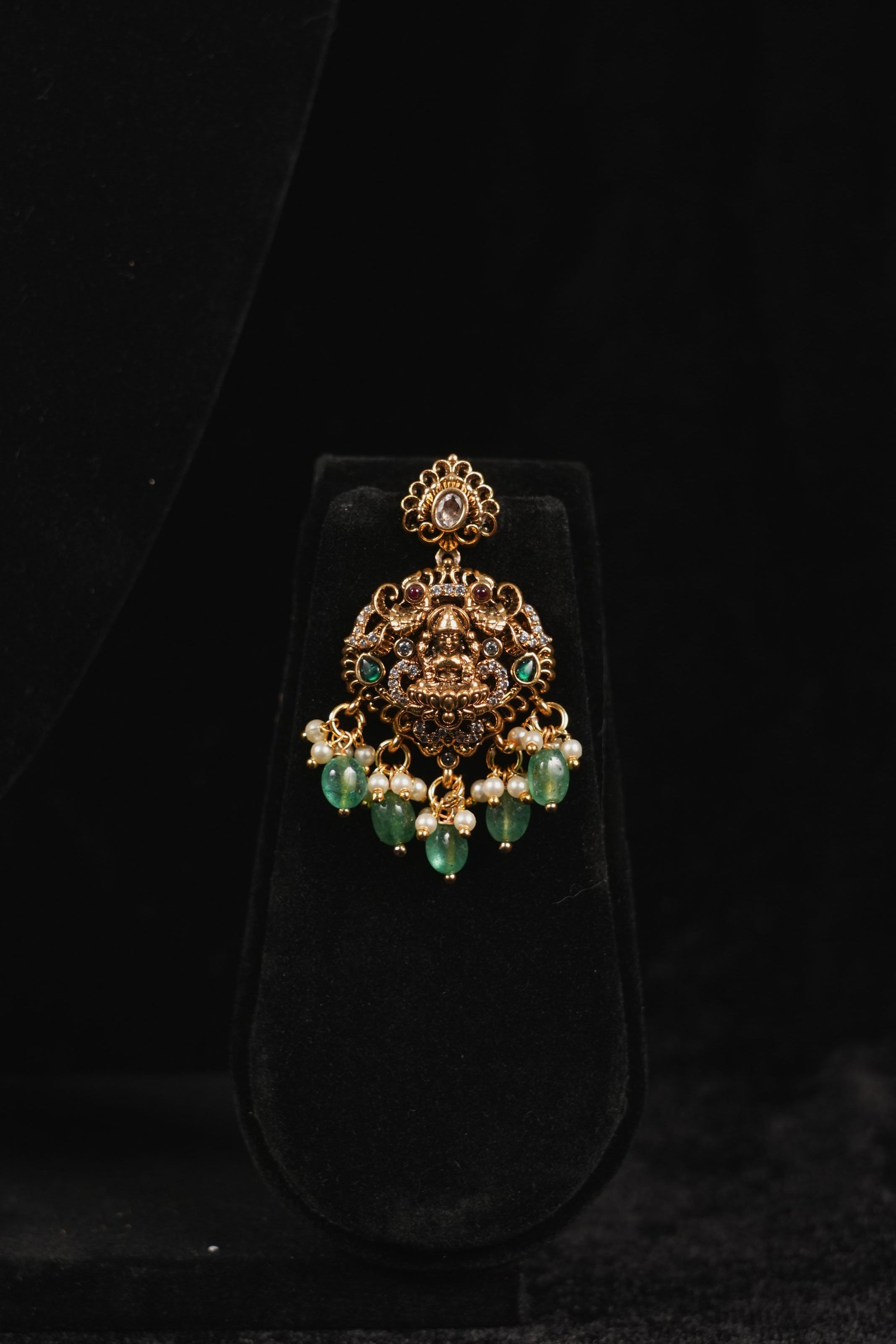 Floral Lakshmi devi double haram with earrings