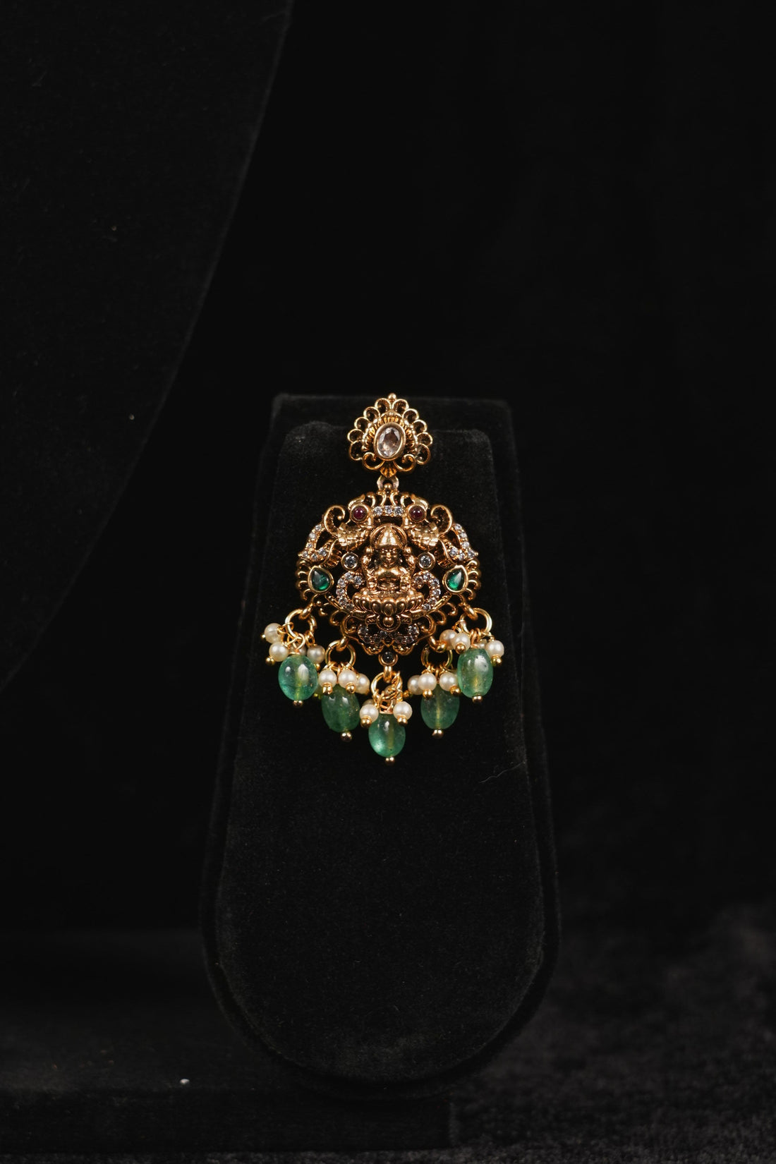 Floral Lakshmi devi double haram with earrings