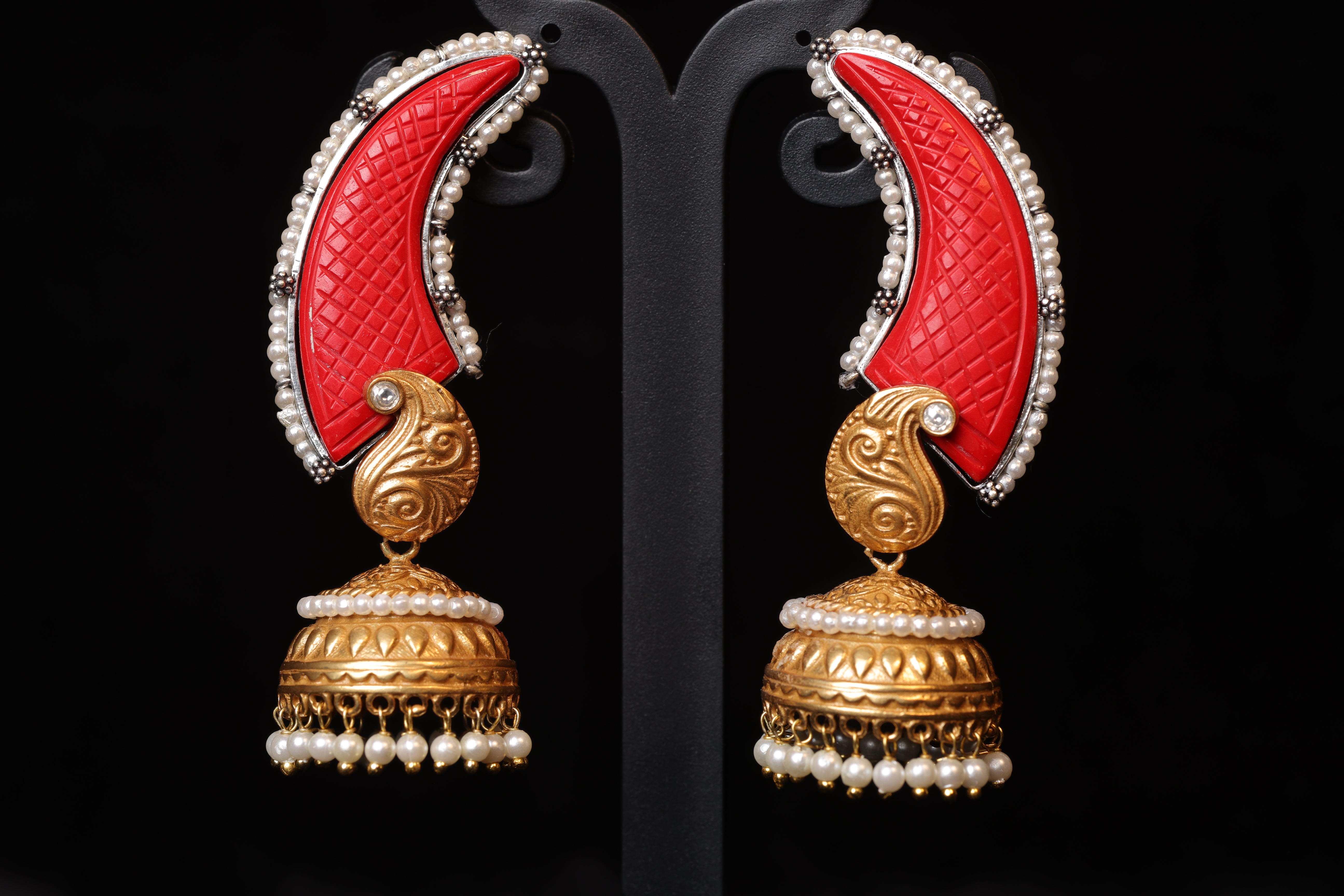 Sculpted Hamsa Pankh Earrings