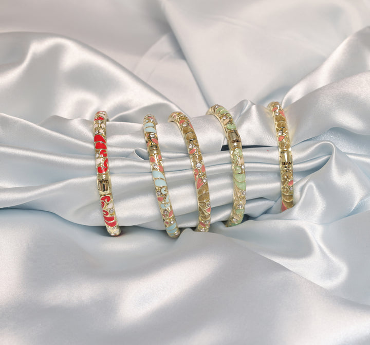Serene Pastel Garden Enamel Bracelets