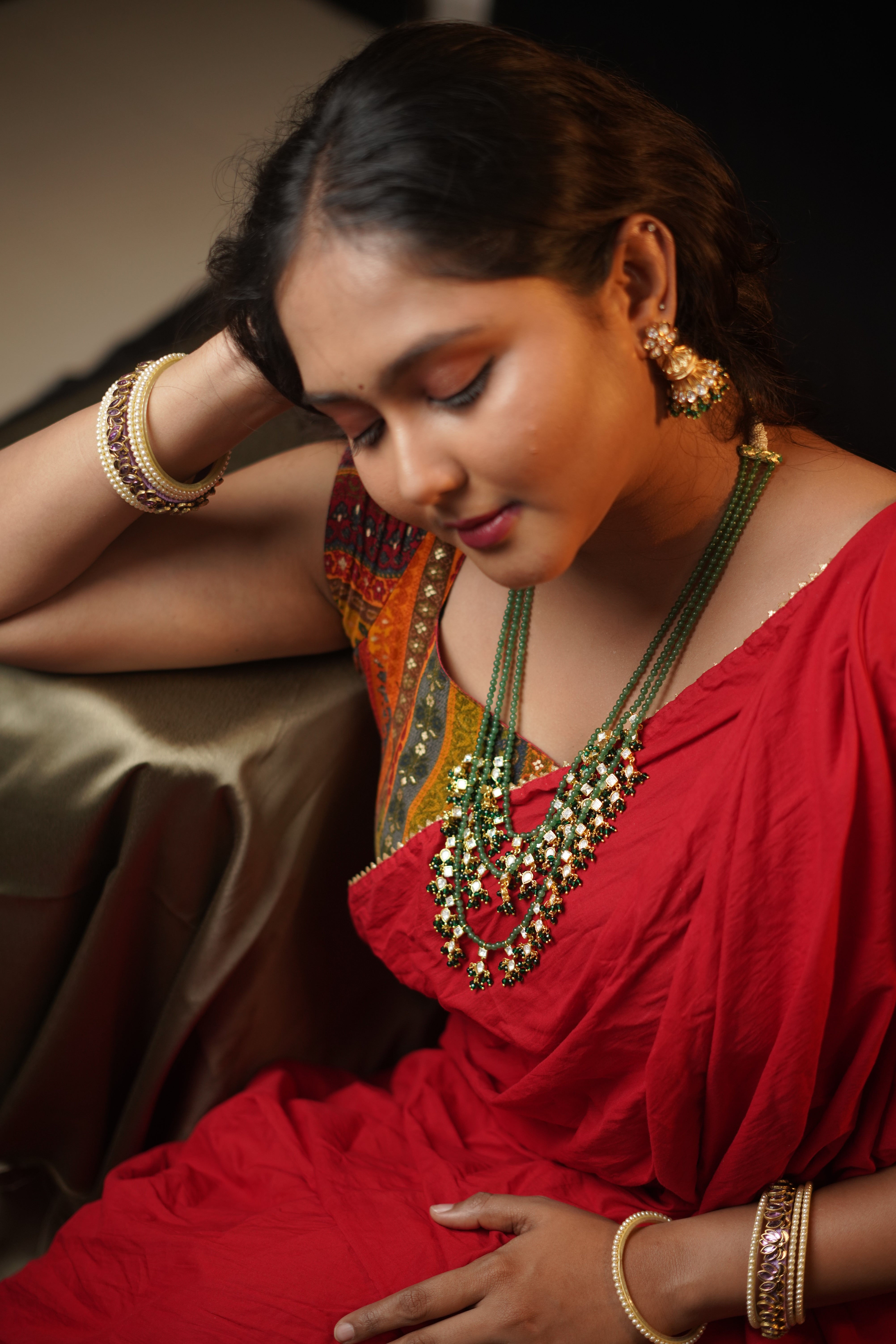 Emerald Radiance Kundan Necklace Set