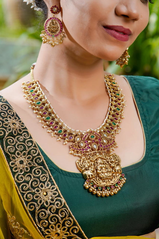 Goddess Lakshmi Ruby-Emerald Choke