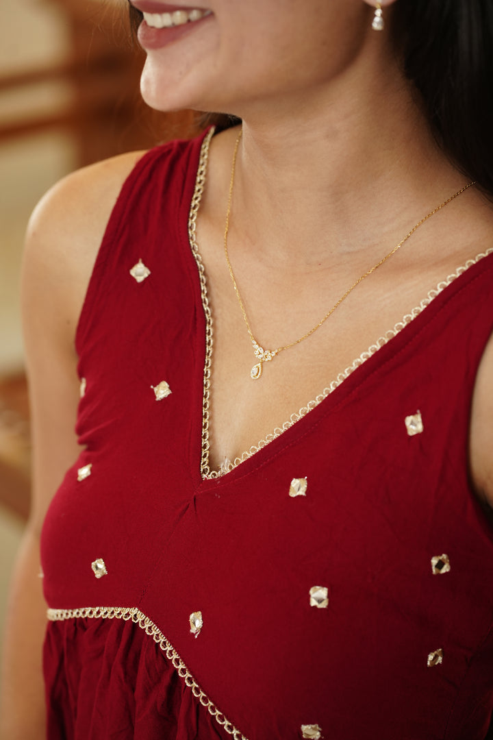 92.5 Sliver Ishna Flower Drop Chain