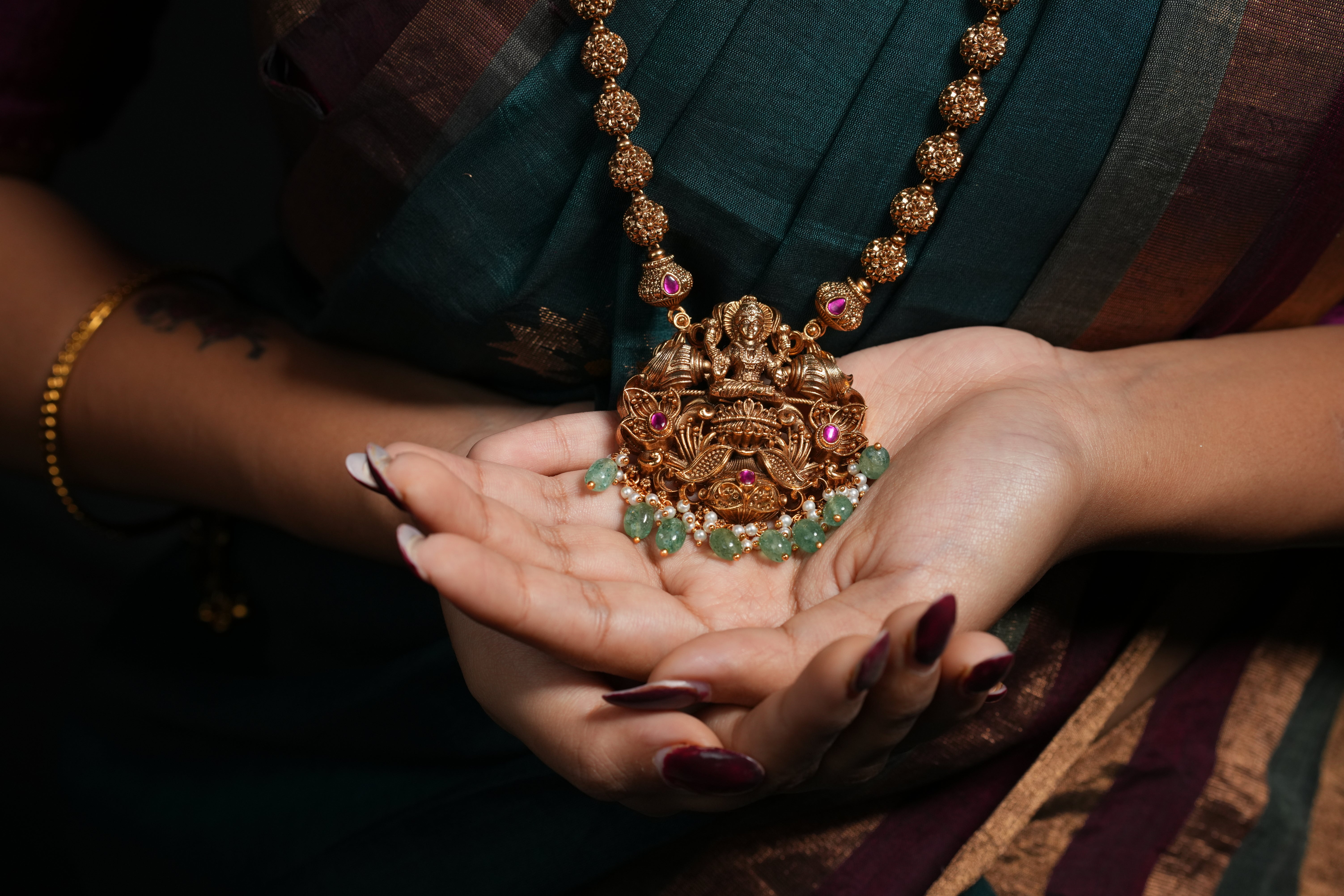 Emerald Grace Lakshmi Antique Haram