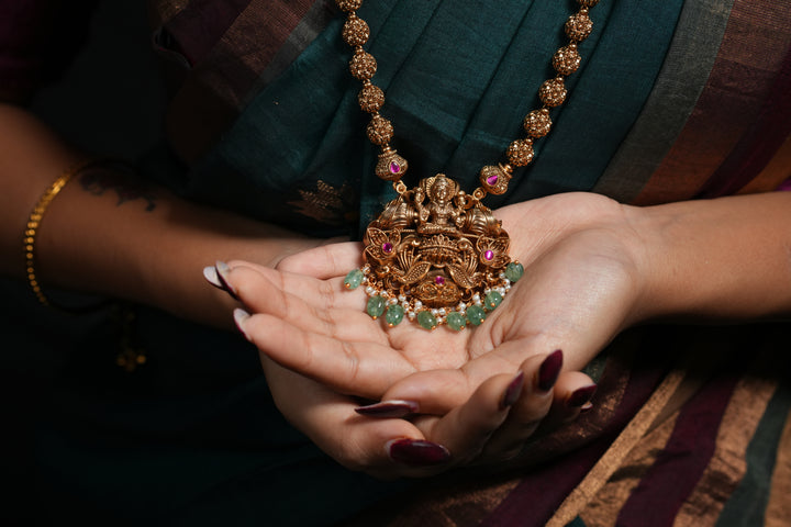 Emerald Grace Lakshmi Antique Haram