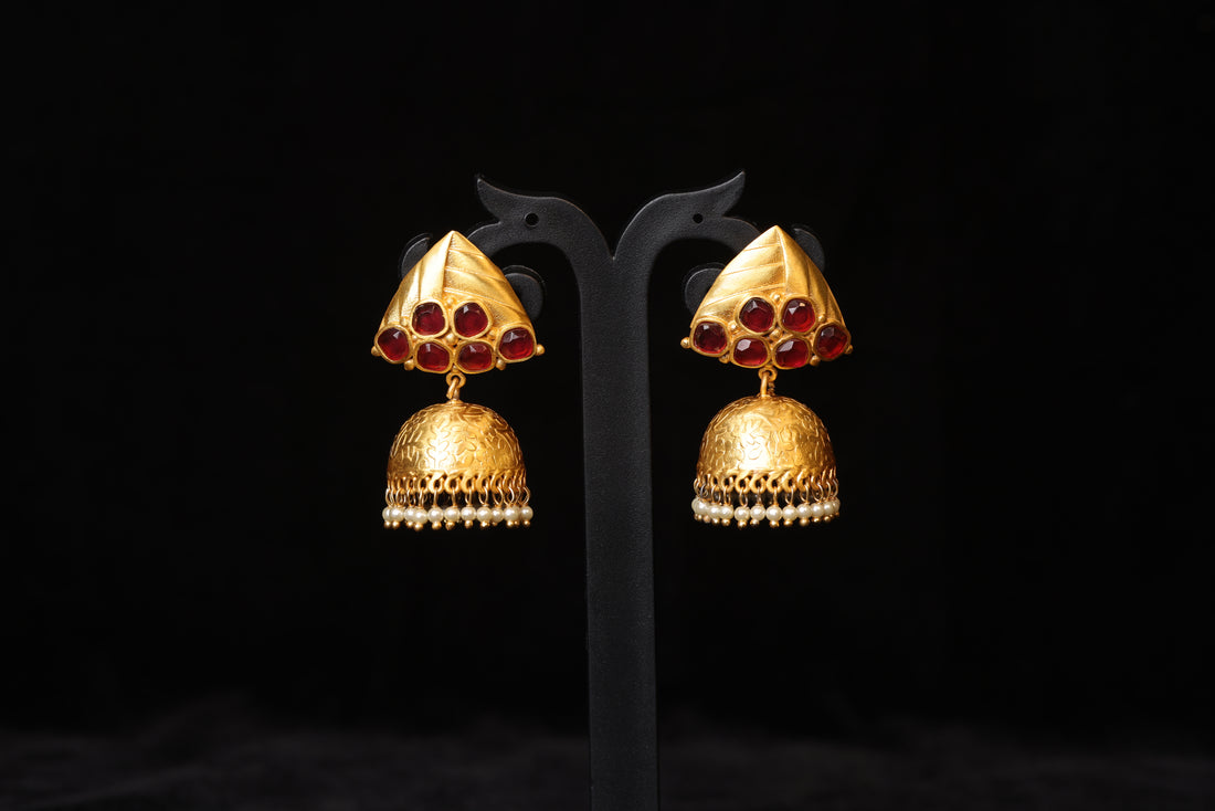 Classic Kundan Pearl Jhumka Earrings
