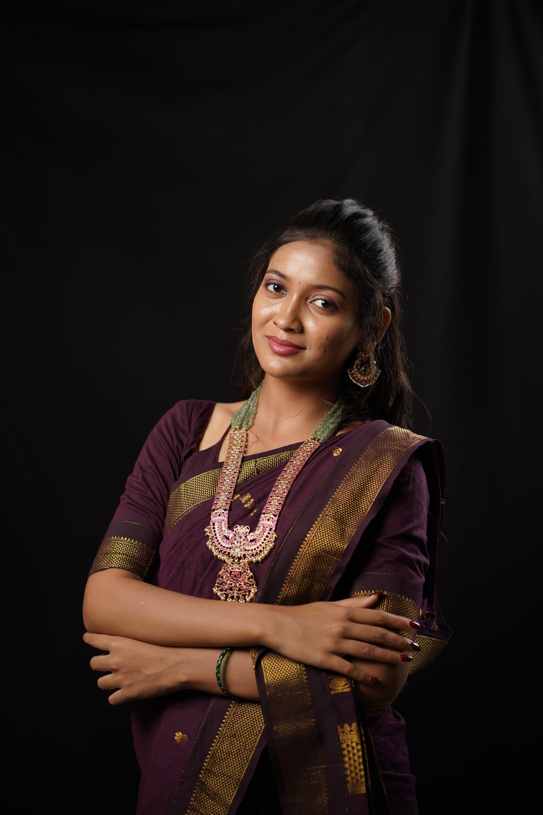 Majestic Peacock Temple Necklace Set