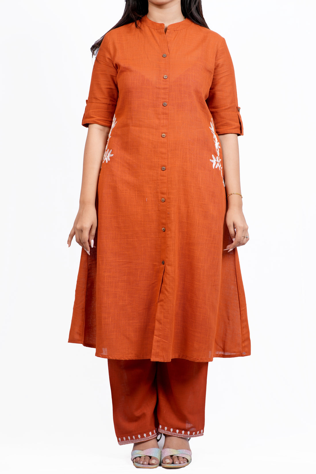 ISHNA Rust Ember Embroidered co-ord set