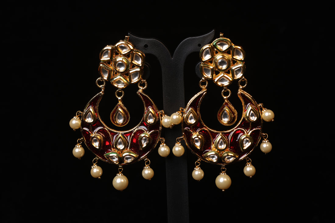 Polki Pearl Waterfall Earrings