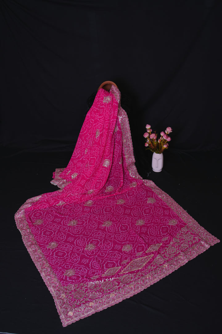 Rani Pink Bandhani Saree