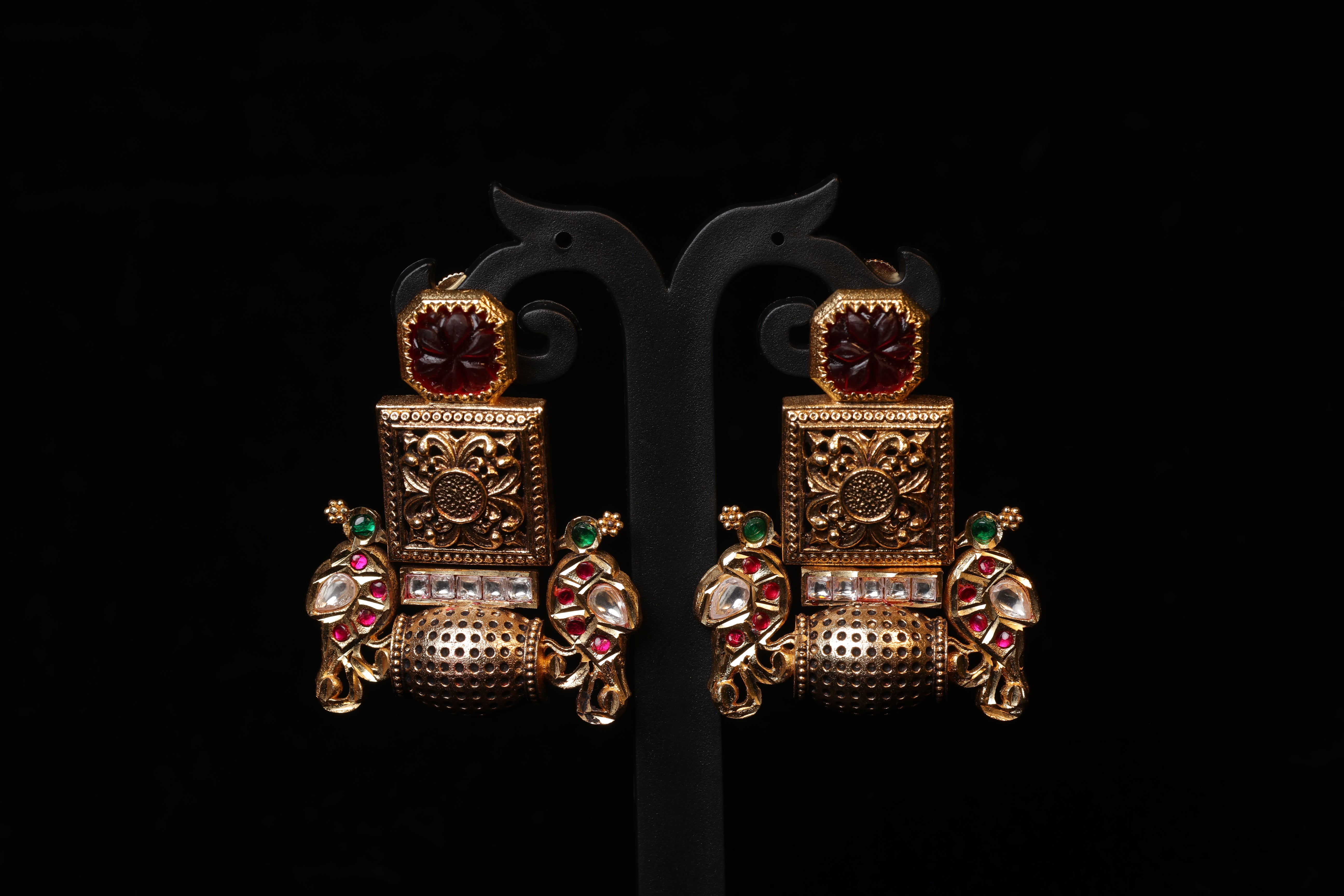 Antique Heritage Temple Pillar Earrings